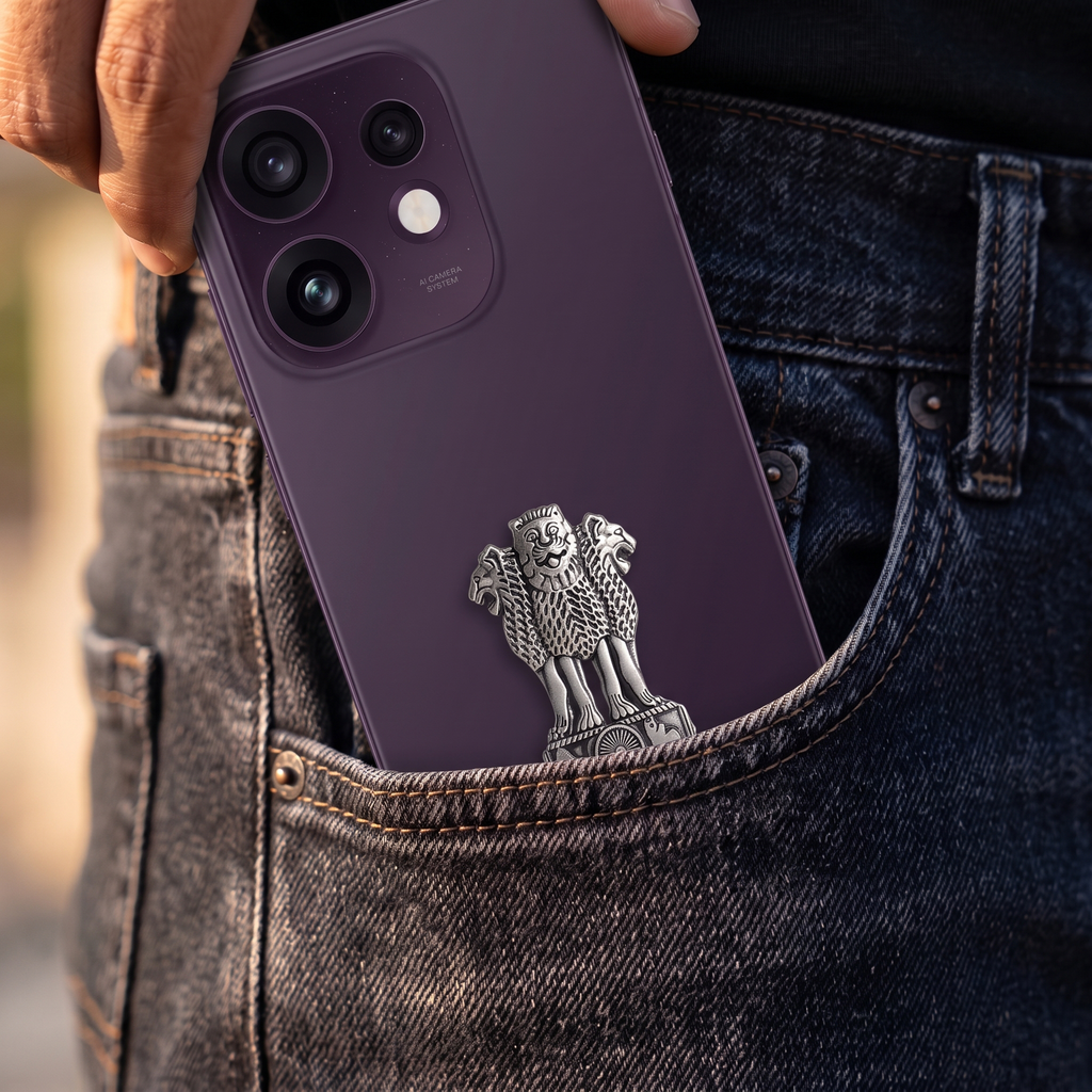 Oppo Reno 16 5G Compatible Satyamev Jayate 3D Metal Emblem Sticker