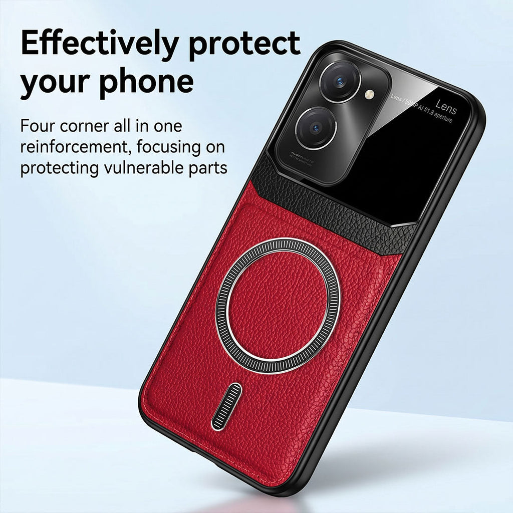 Vivo Y28s 5G Premium Magsafe Magnetic Leather Lens Protective Case