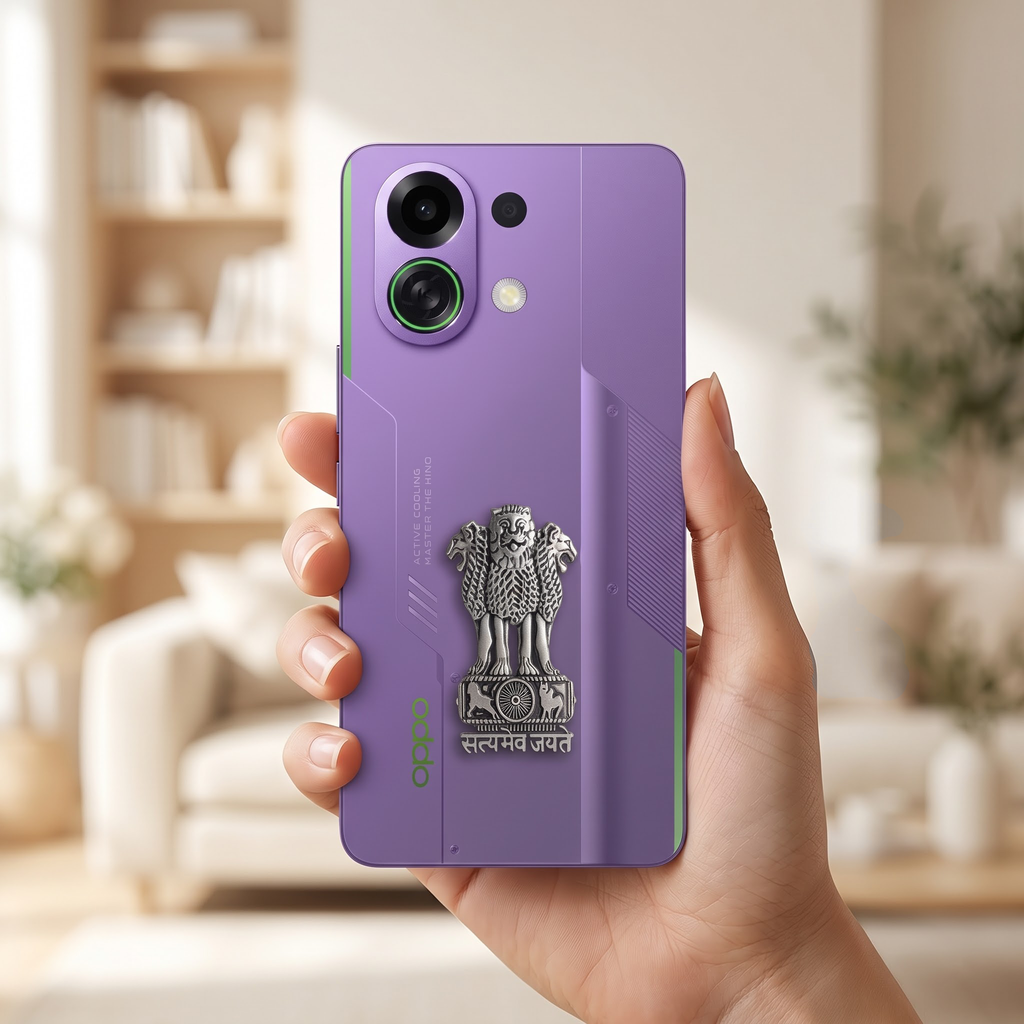 Oppo K13 Turbo 5G Compatible Satyamev Jayate 3D Metal Emblem Sticker