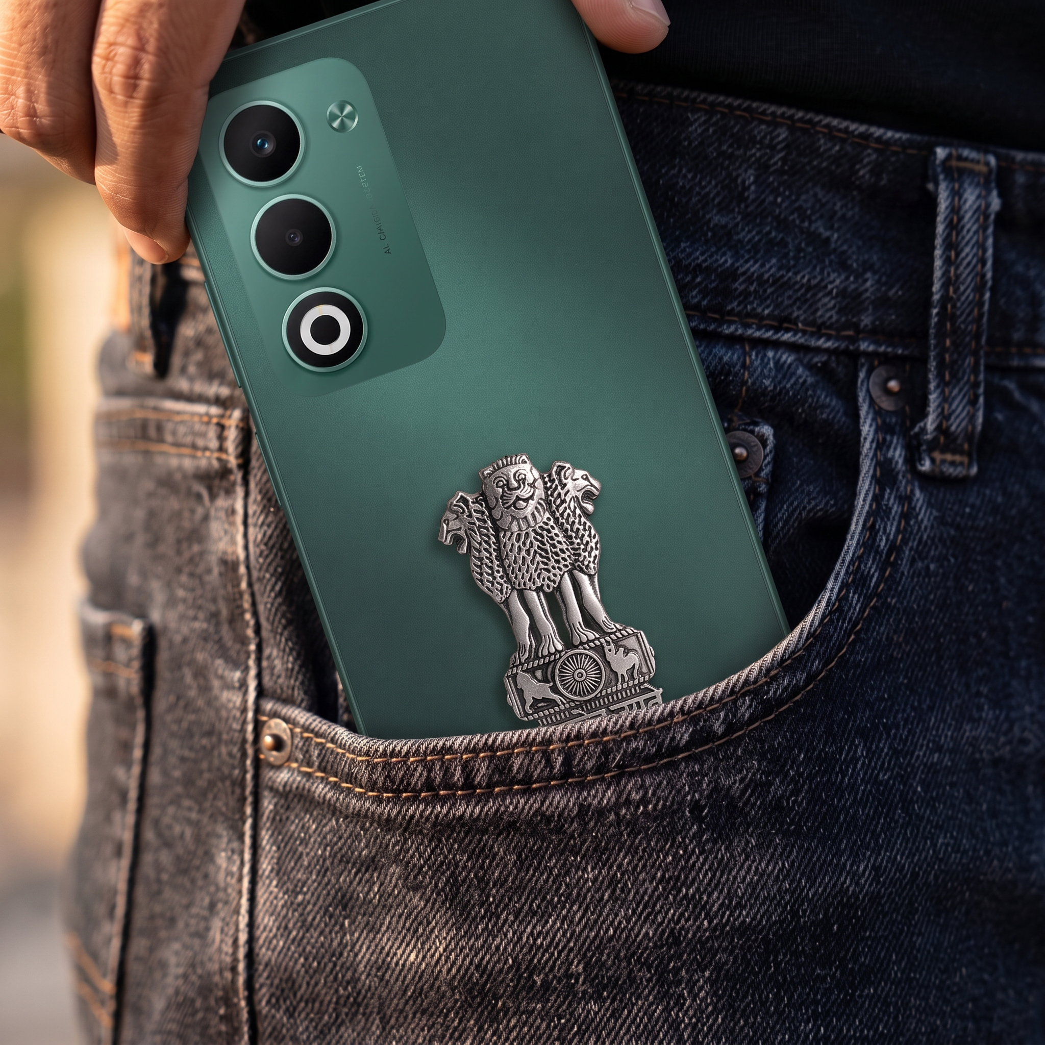 Oppo A5 5G Compatible Satyamev Jayate 3D Metal Emblem Sticker