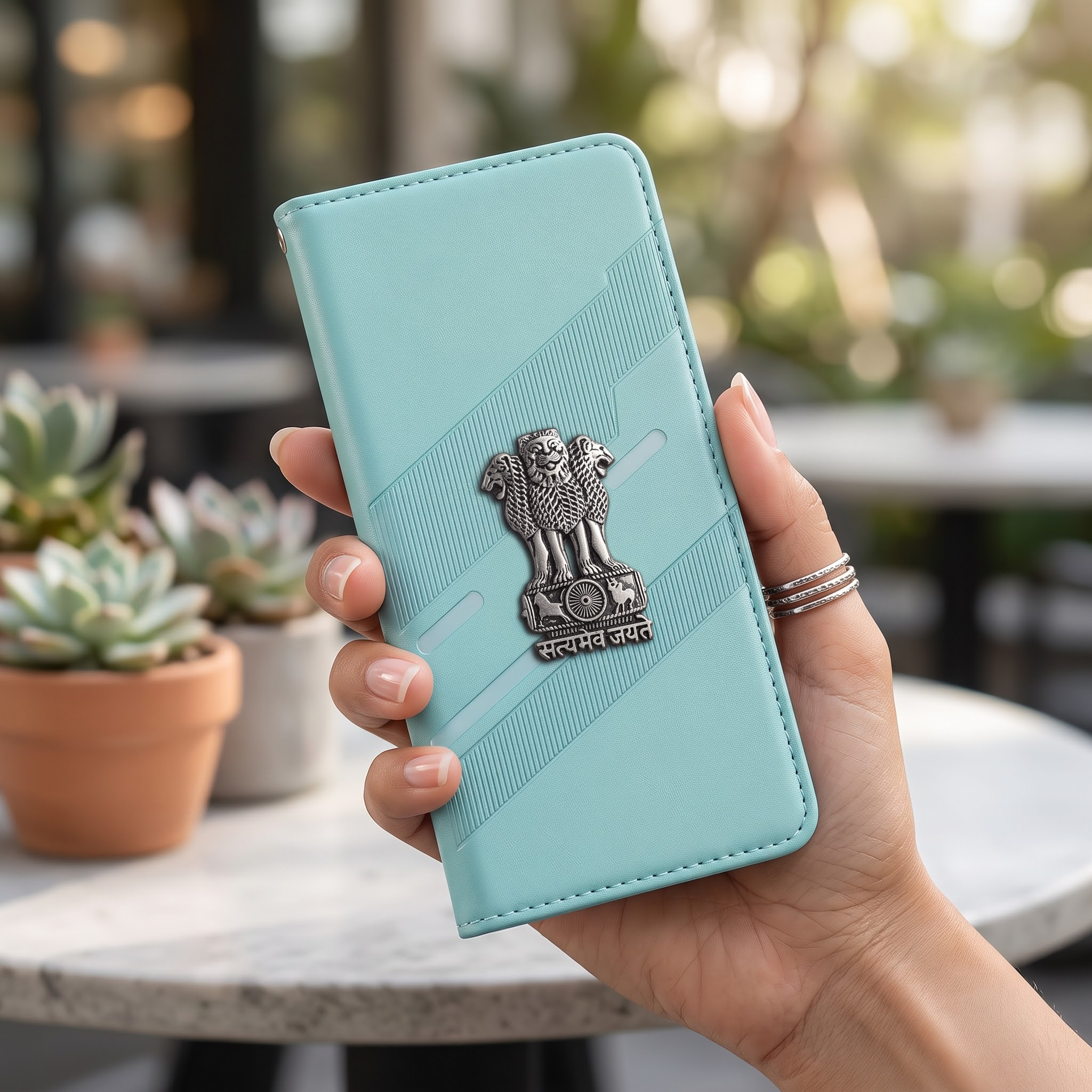 Vivo V29e 5G Satyamev Jayate 3D Emblem Magnetic Flip Wallet Case