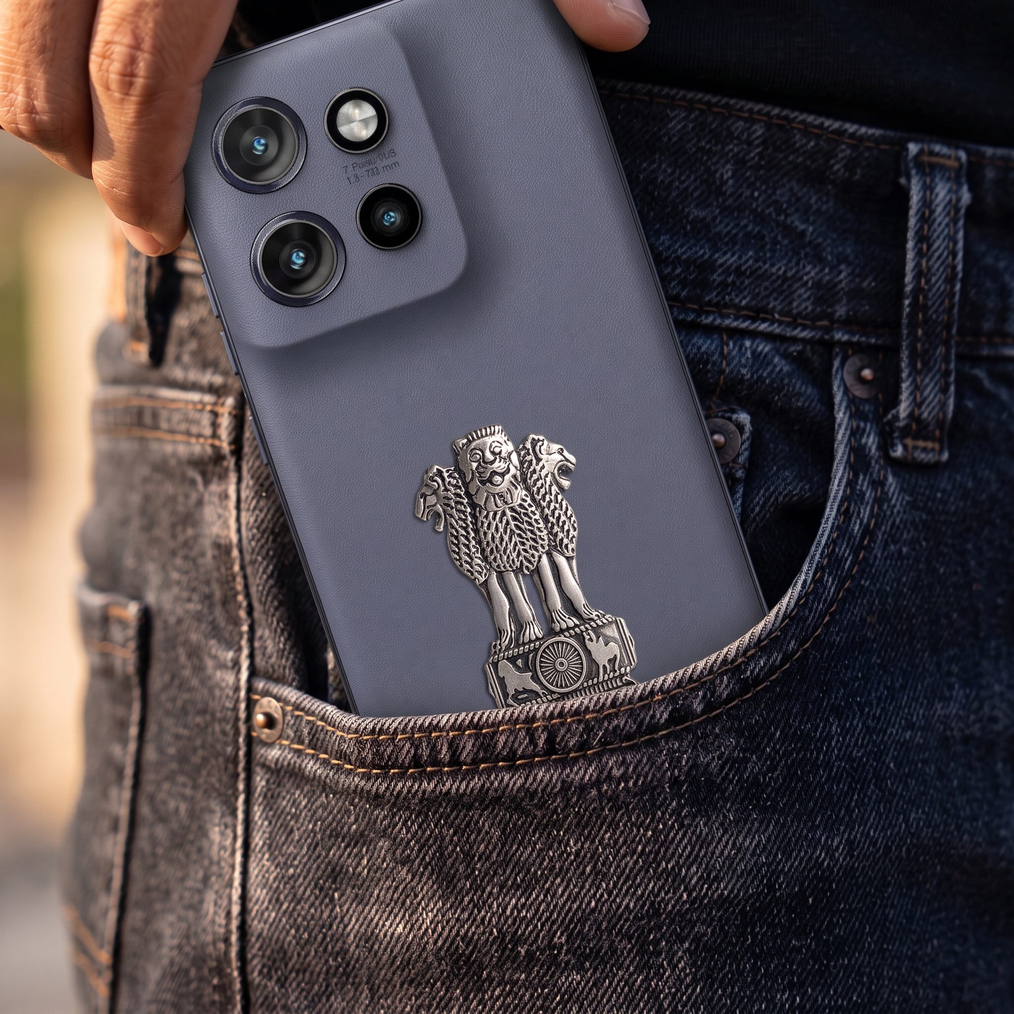Motorola Edge 50 Neo 5G Compatible Satyamev Jayate 3D Metal Emblem Sticker