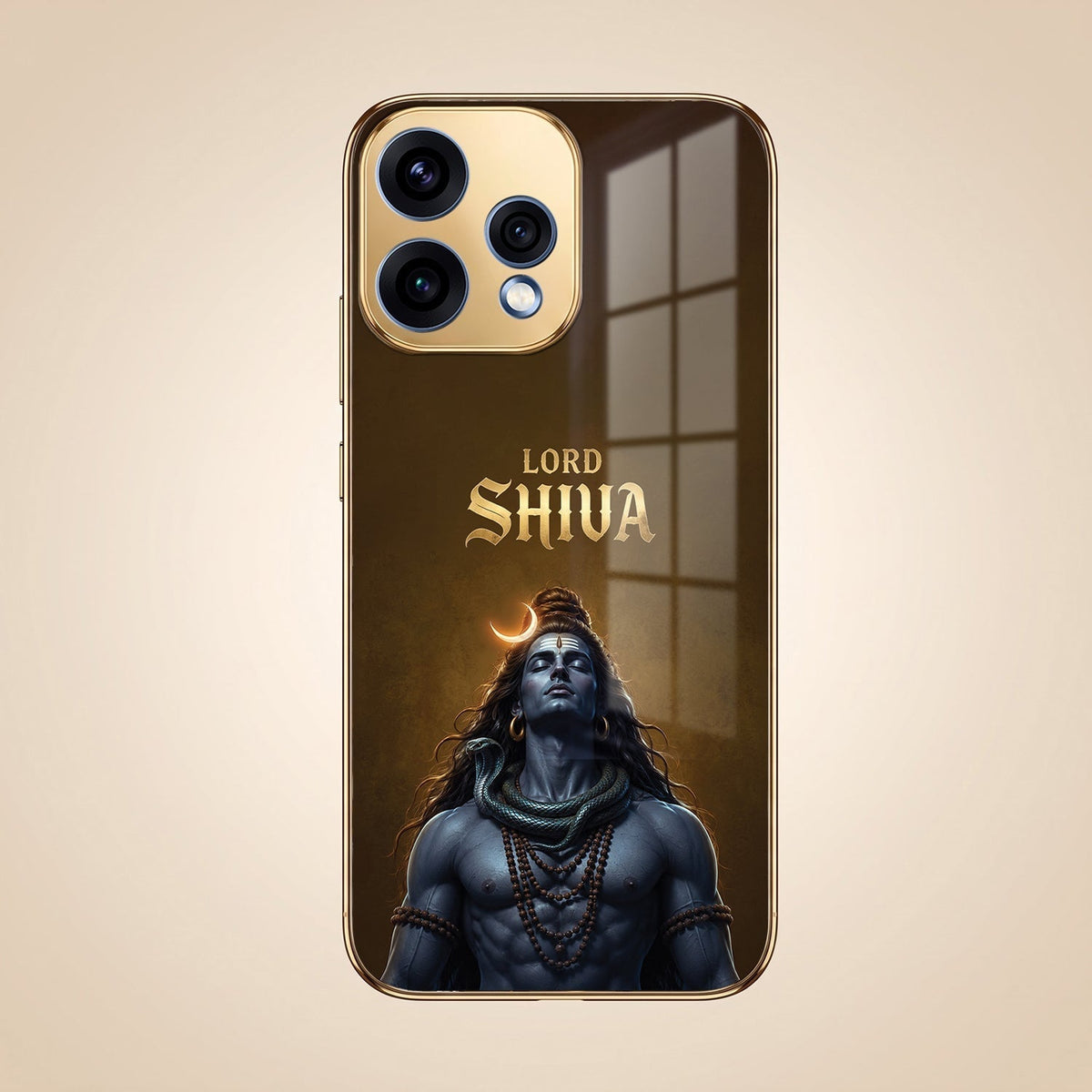 Oppo Reno 15 5G Lord Shiva Gold Electroplated Glass Phone Back Case
