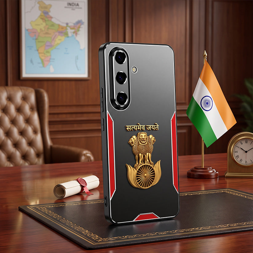 Samsung Galaxy A34 5G Satyamev Jayate 3D Metal Aluminium Back Case