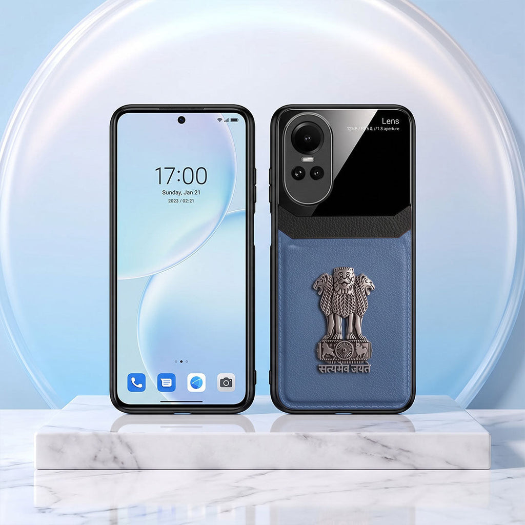Oppo Reno 10 5G Satyamev Jayate 3D Metal Leather Back Case