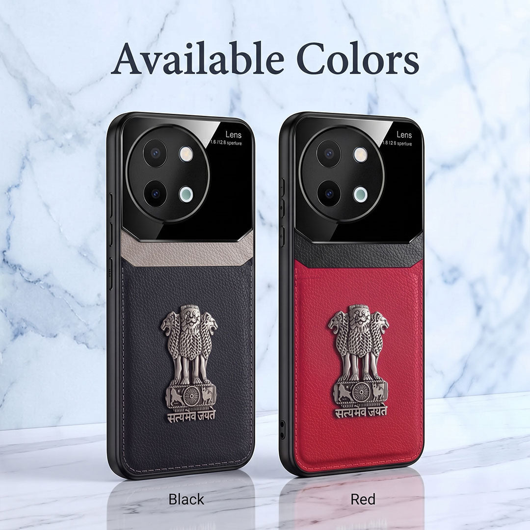 Vivo Y58 5G Satyamev Jayate 3D Metal Leather Back Case