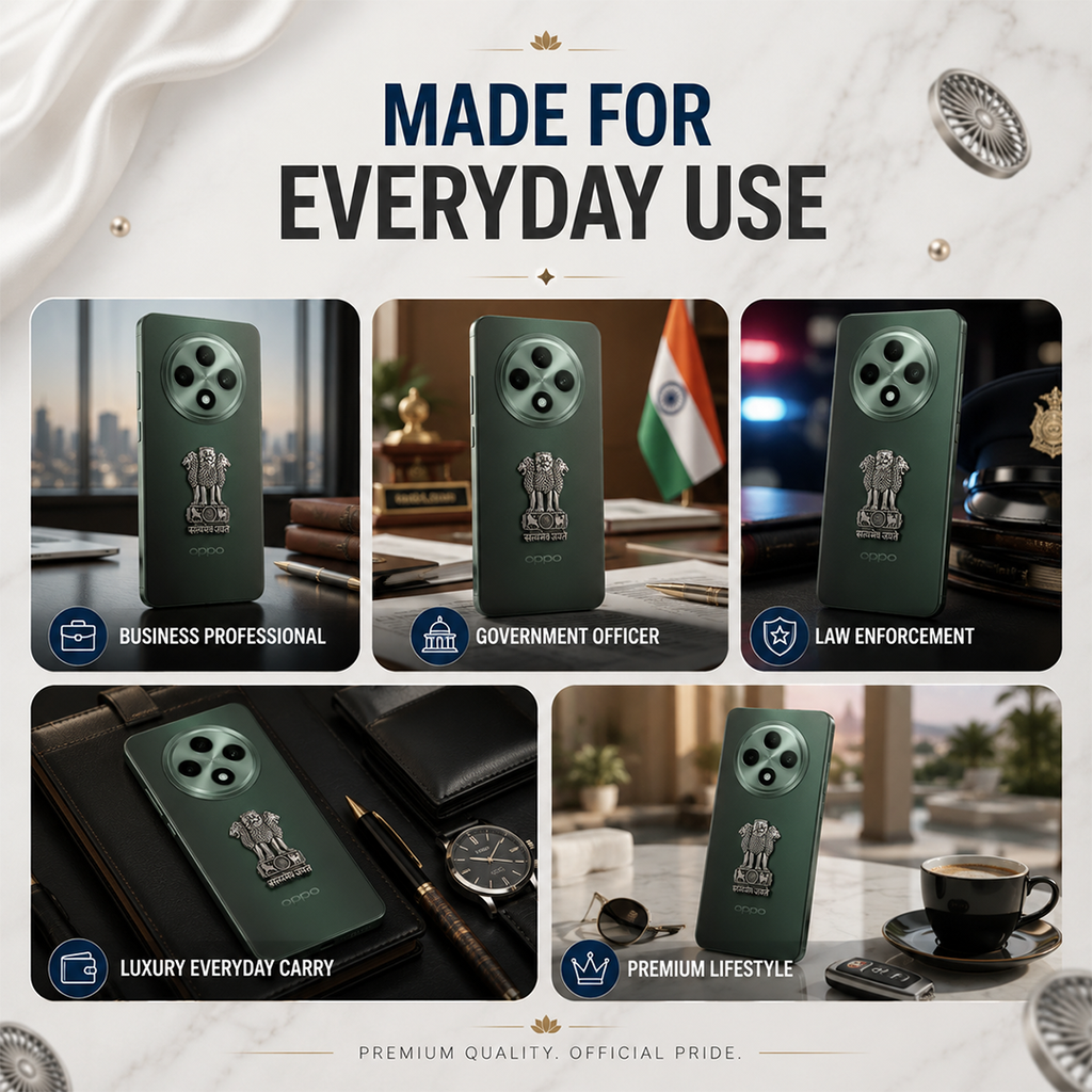 Oppo F27 5G Compatible Satyamev Jayate 3D Metal Emblem Sticker