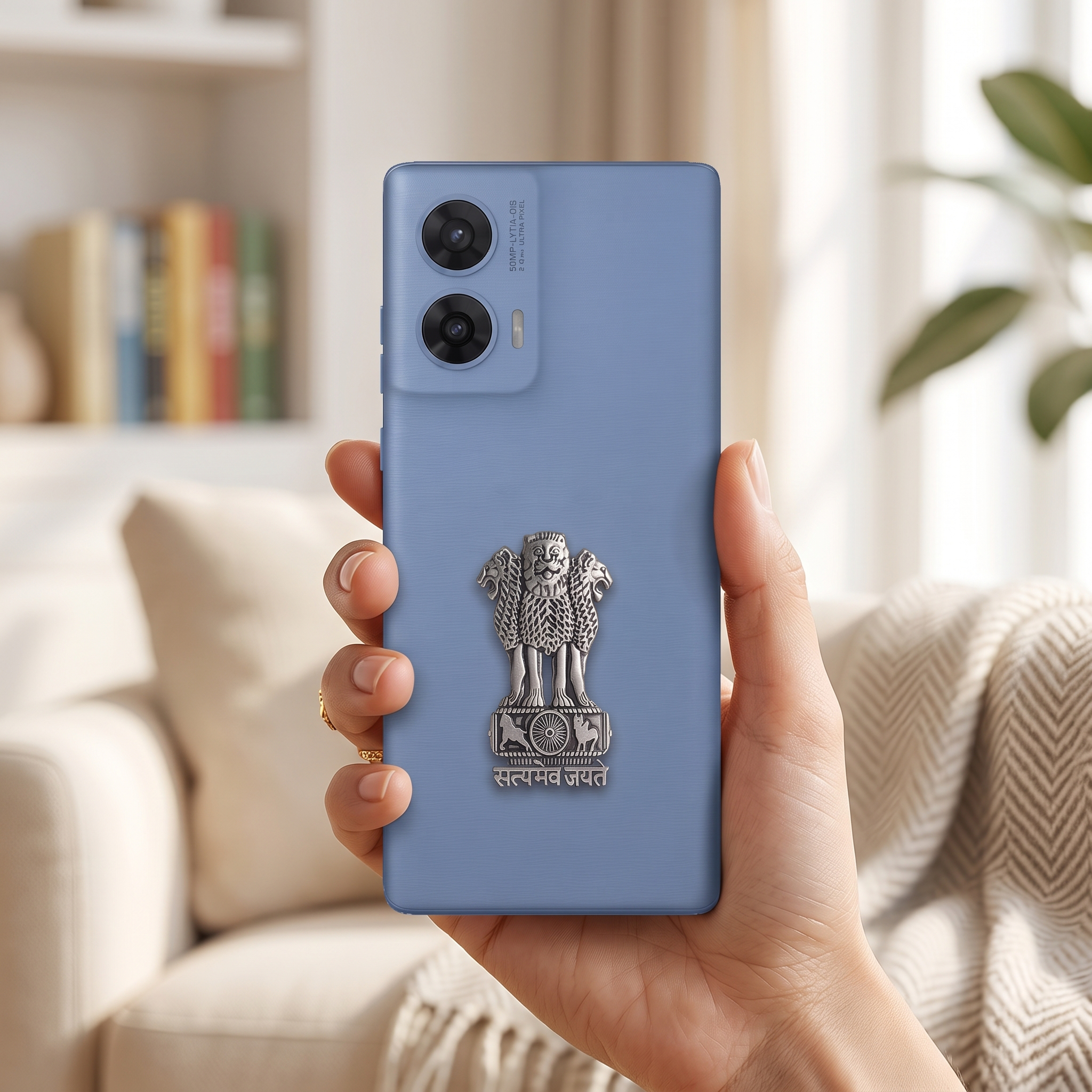 Motorola G96 5G Compatible Satyamev Jayate 3D Metal Emblem Sticker