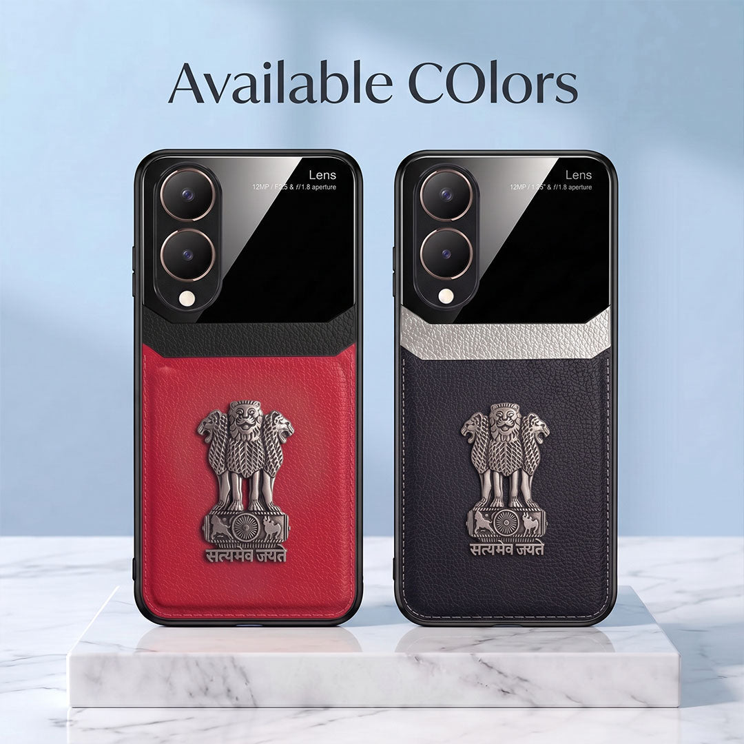 Vivo Y28 5G Satyamev Jayate 3D Metal Leather Back Case