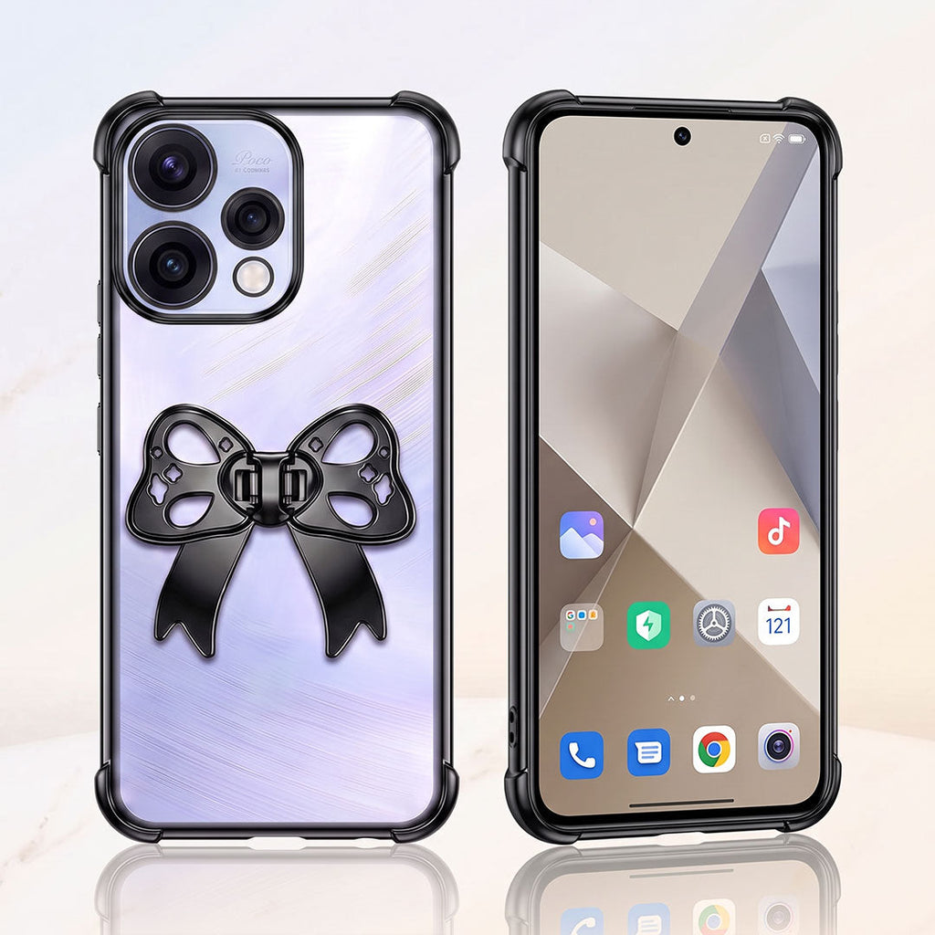 Oppo Reno 15 5G Stylish Bow Knot Stand Transparent Shockproof Airbag Phone Case