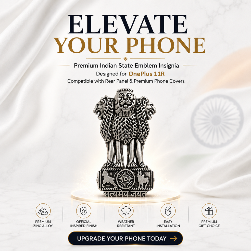 OnePlus 11R 5G Compatible Satyamev Jayate 3D Metal Emblem Sticker