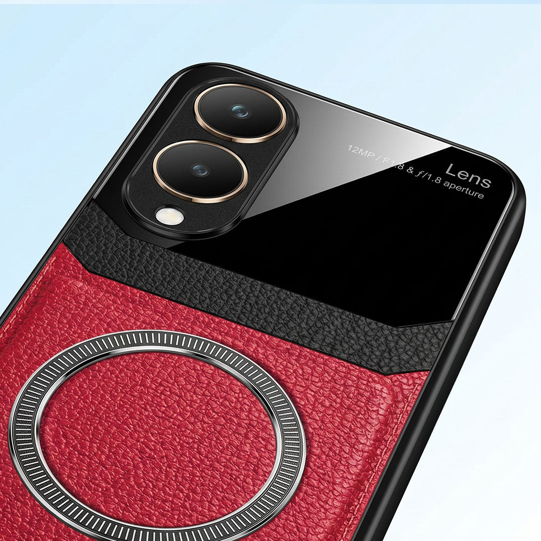 Vivo Y28 5G Premium Magsafe Magnetic Leather Lens Protective Case