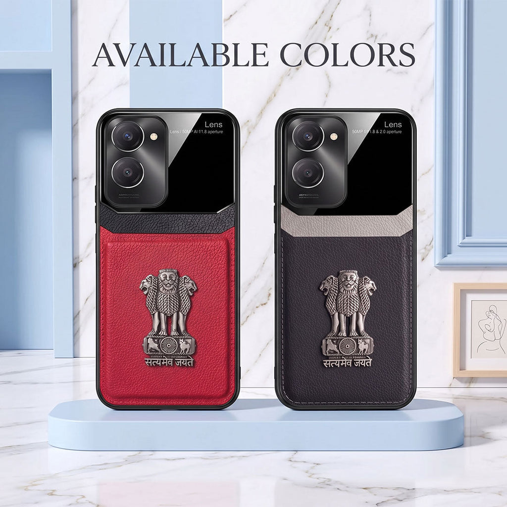 Vivo Y28s 5G Satyamev Jayate 3D Metal Leather Back Case