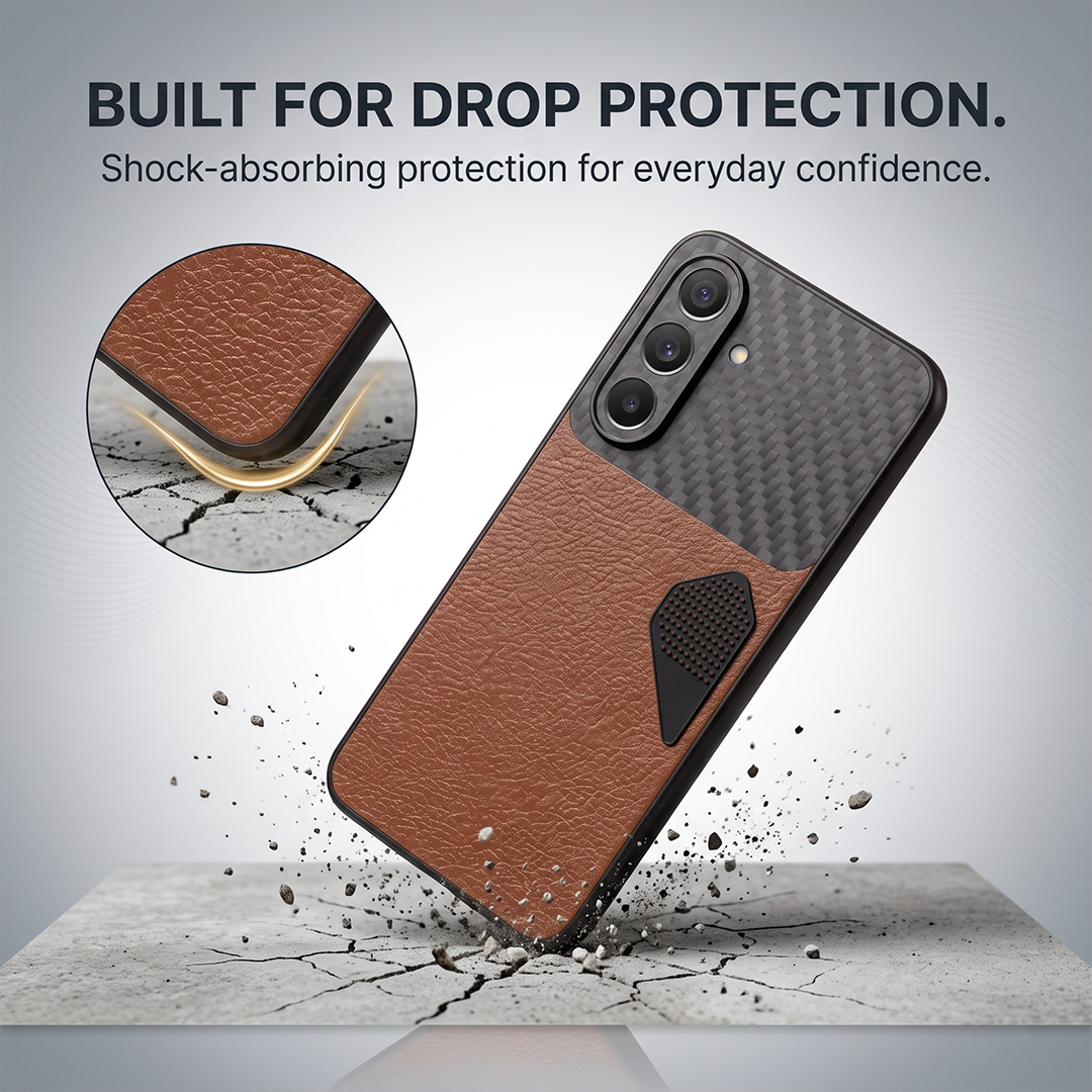 Samsung Galaxy A57 5G Carbon Fiber Heat Dissipation Leather Hybrid Phone Case