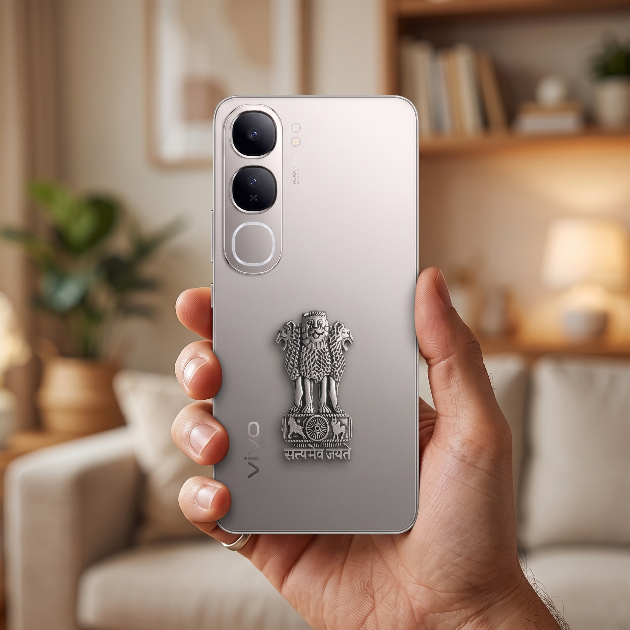 Vivo Y300 5G Compatible Satyamev Jayate 3D Metal Emblem Sticker