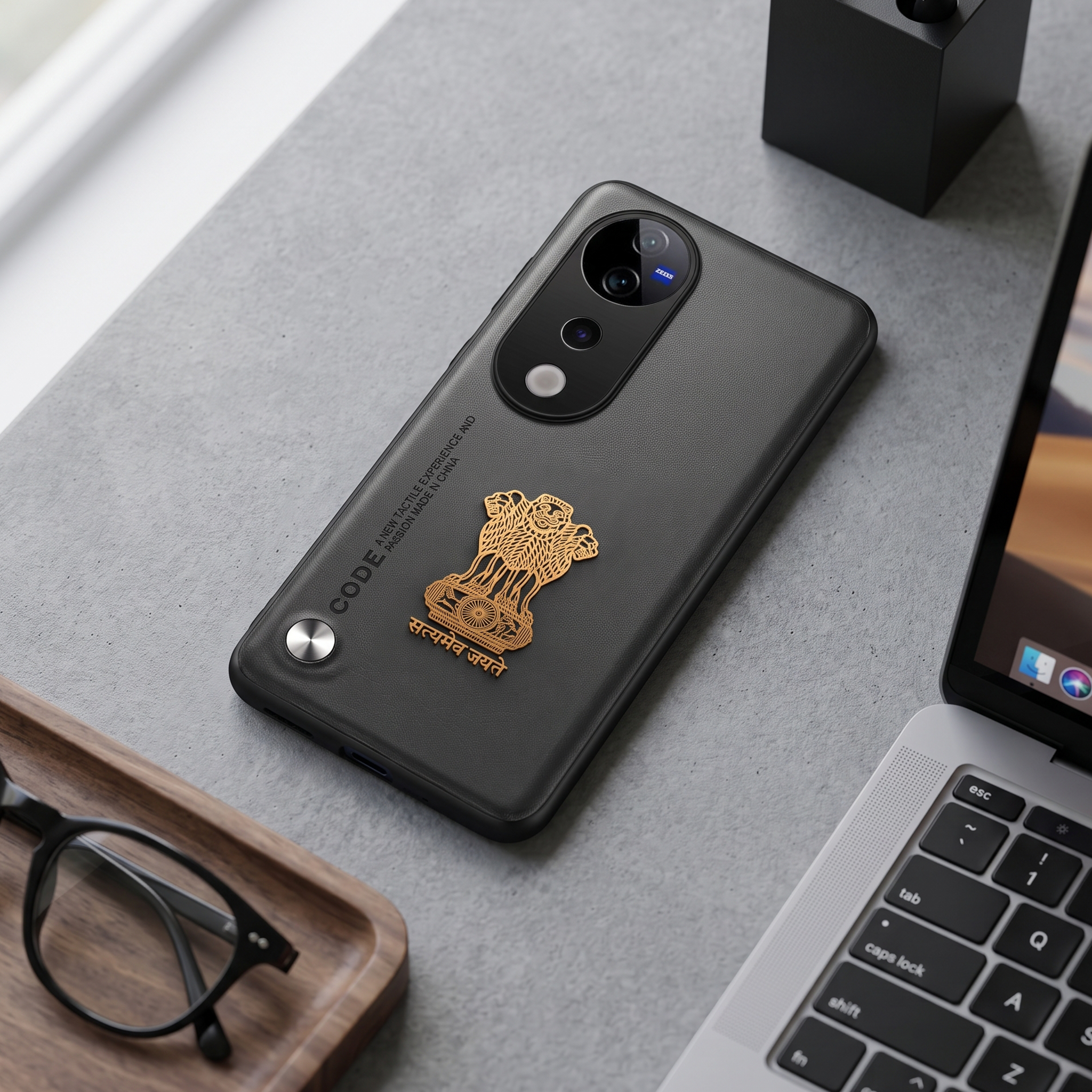 Vivo V40 Pro 5G Satyamev Jayate Vegan Leather Back Case
