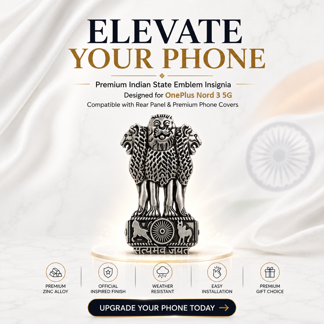 OnePlus Nord 3 5G Compatible Satyamev Jayate 3D Metal Emblem Sticker