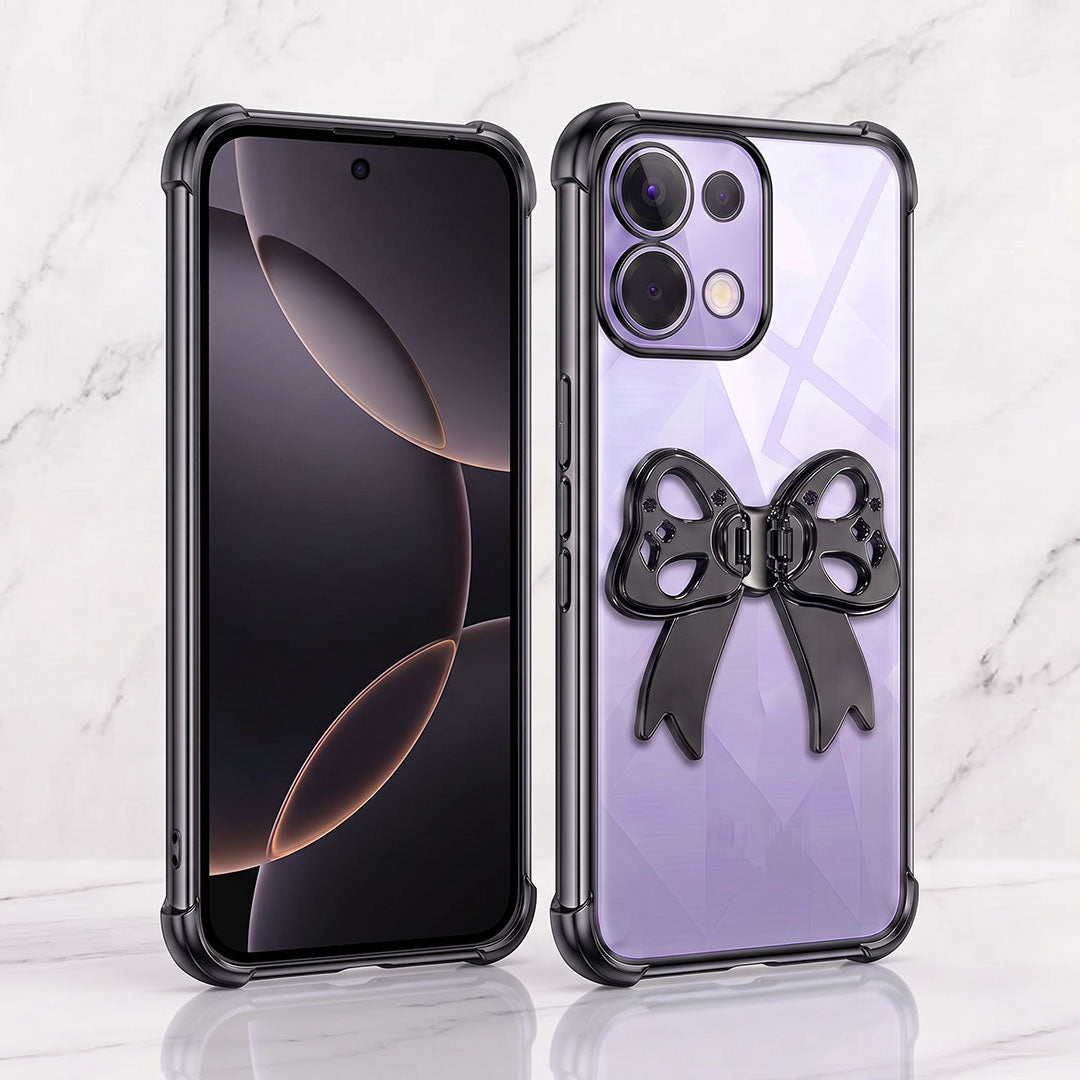 Oppo K13 5G Stylish Bow Knot Stand Transparent Shockproof Airbag Phone Case