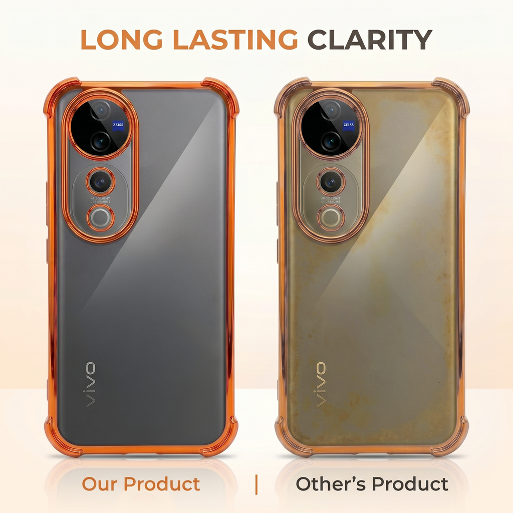 Vivo v40 Pro 5G Premium Shockproof Transparent Airbag Cosmic Orange Case