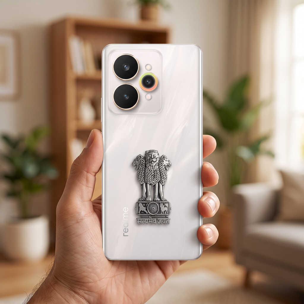Realme 15 5G Compatible Satyamev Jayate 3D Metal Emblem Sticker