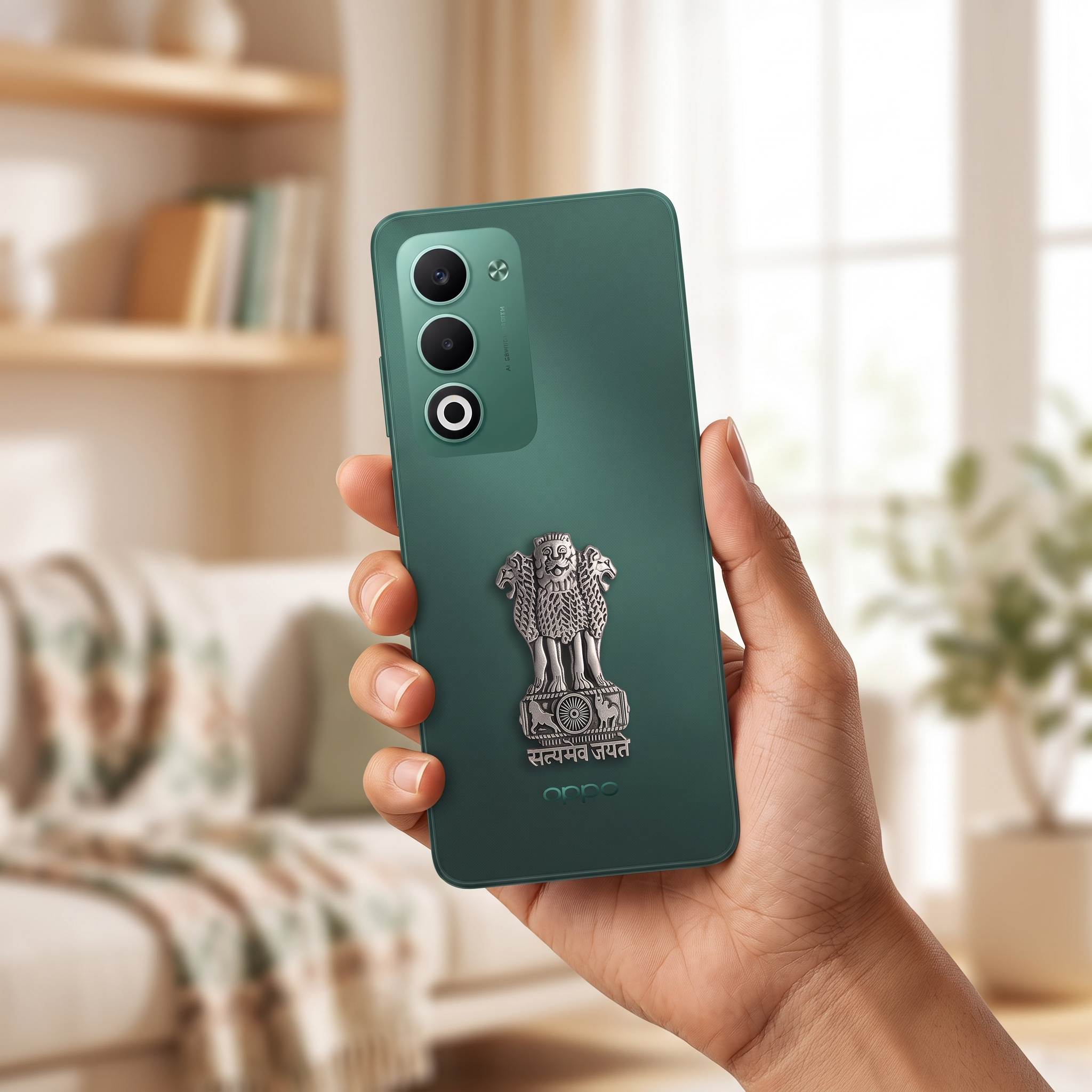 Oppo A5 5G Compatible Satyamev Jayate 3D Metal Emblem Sticker