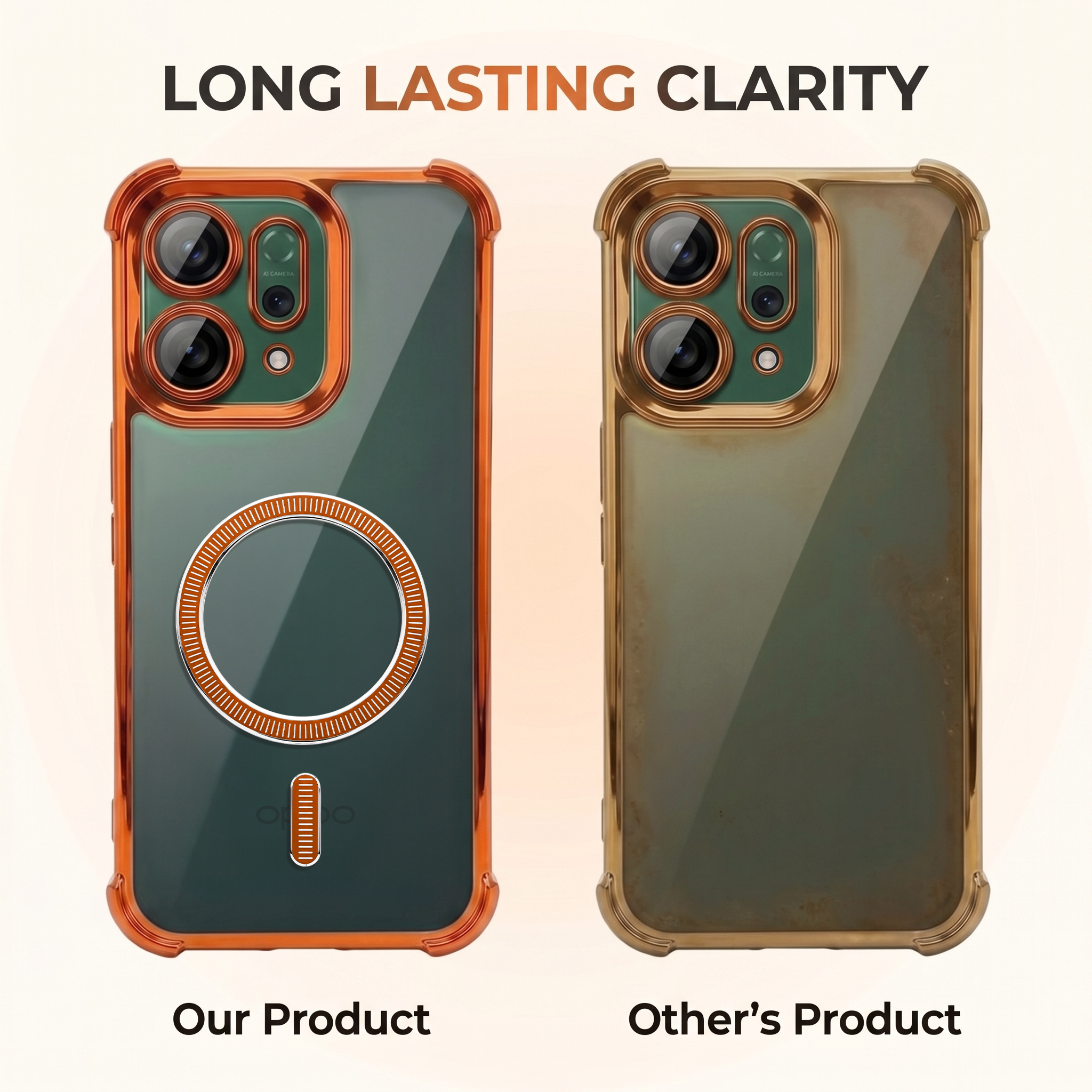 Oppo Reno 14 5G Premium Shockproof Transparent Airbag Cosmic Orange Case