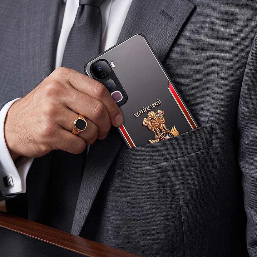 Vivo Y400 Pro 5G Satyamev Jayate 3D Metal Aluminium Back Case
