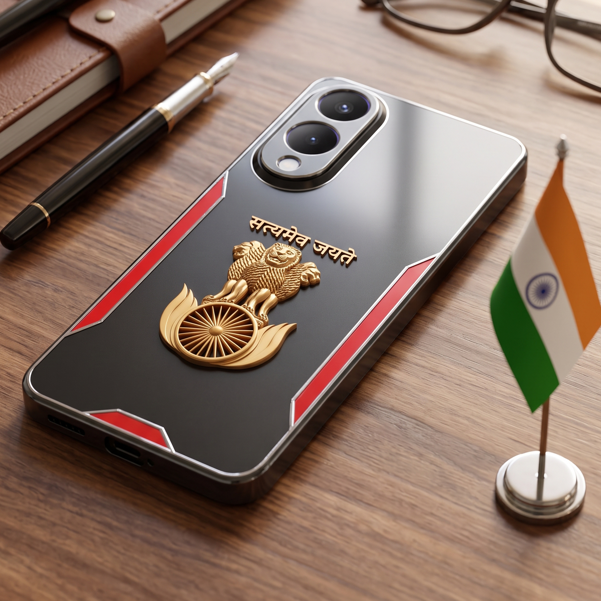 Vivo Y28 5G Satyamev Jayate 3D Metal Aluminium Back Case