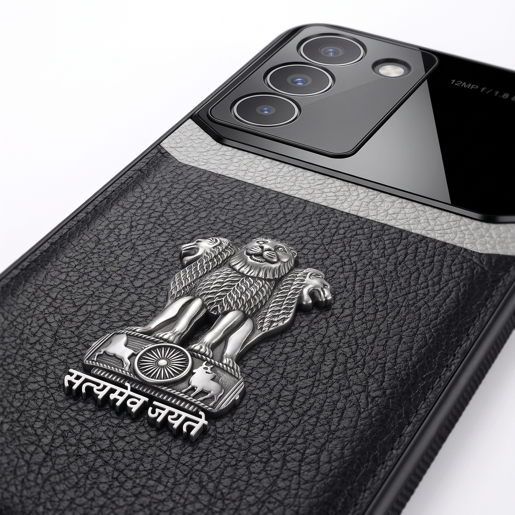 Vivo Y200e 5G Satyamev Jayate 3D Metal Leather Back Case