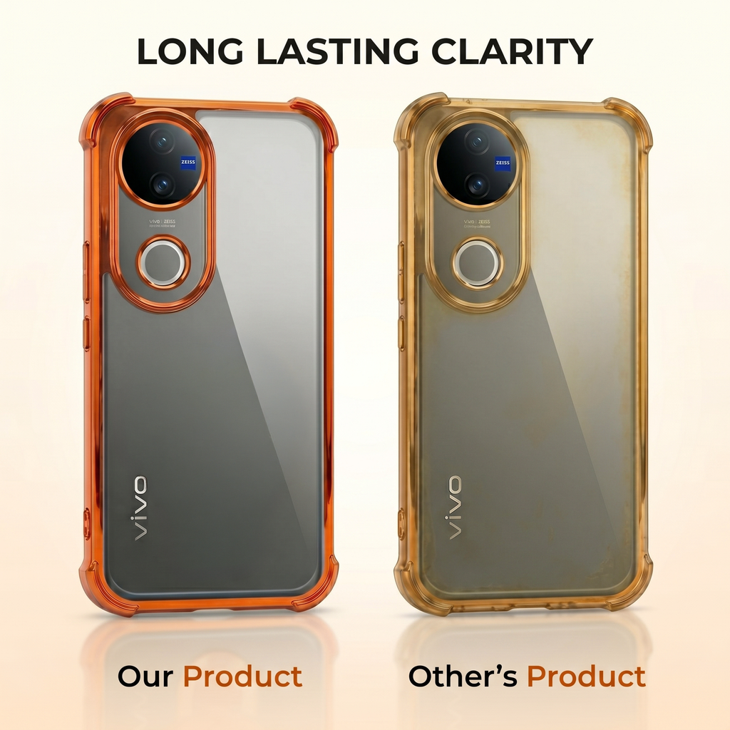 Vivo v50 5G Premium Shockproof Transparent Airbag Cosmic Orange Case