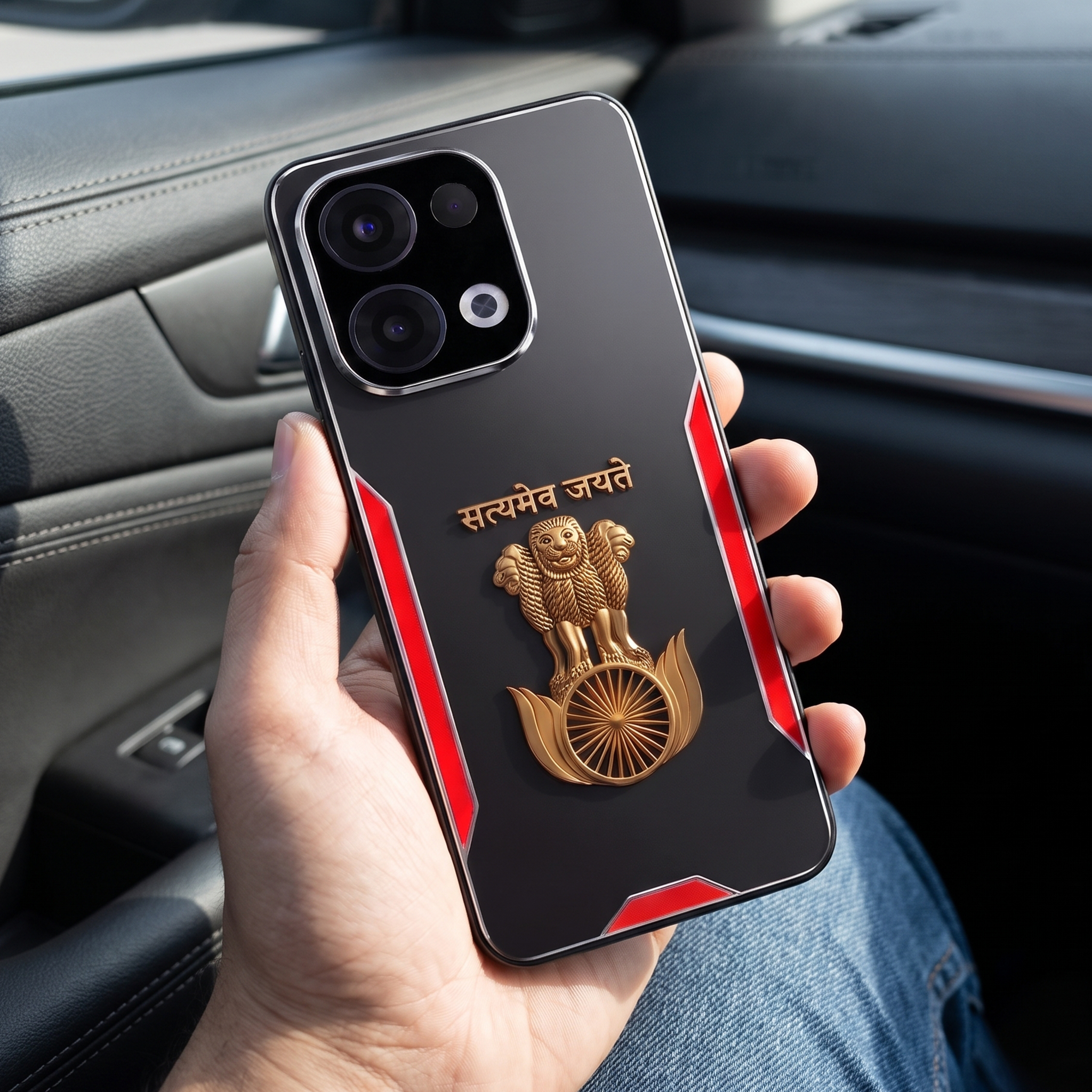 Oppo Reno 13 5G Satyamev Jayate 3D Metal Aluminium Back Case