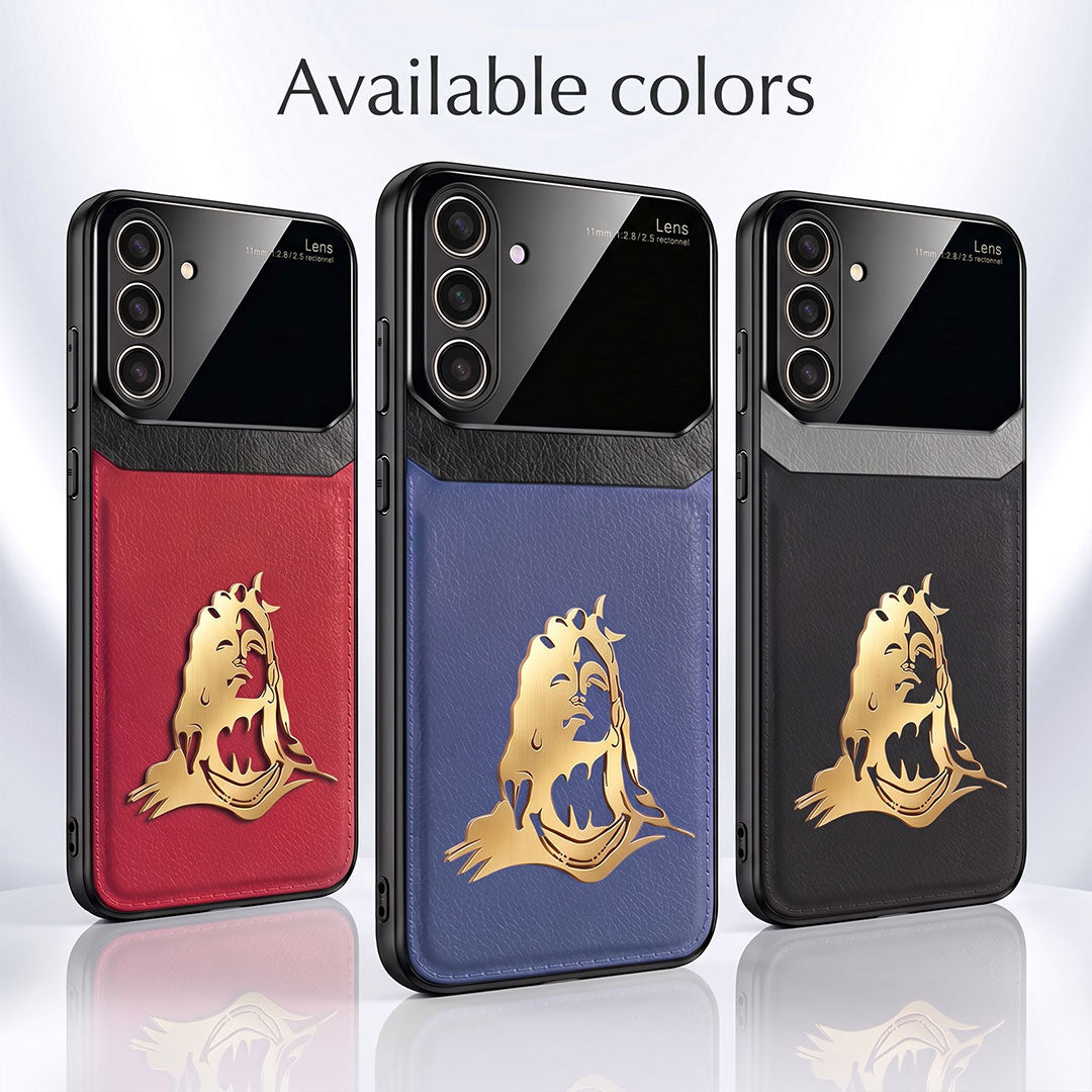 Samsung Galaxy A34 5G Mahadev 3D Gold Metal Leather Back Case