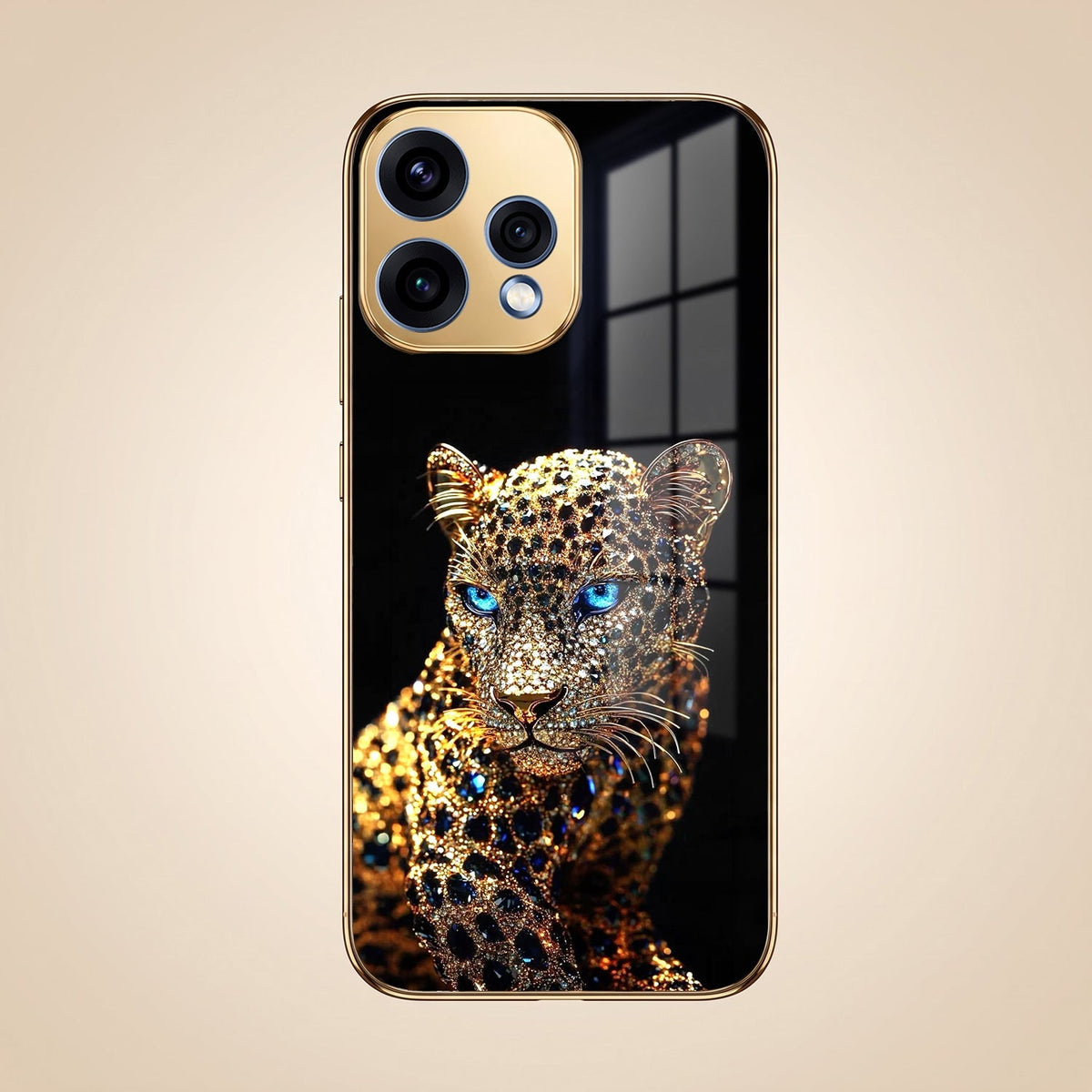 Oppo Reno 15 5G Panther Gold Electroplated Glass Phone Back Case