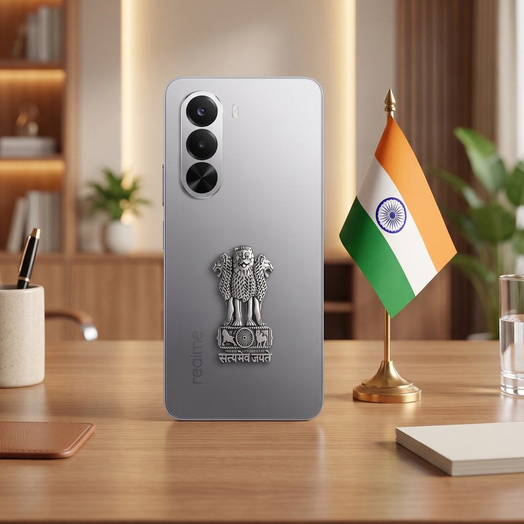 Realme P4X 5G Compatible Satyamev Jayate 3D Metal Emblem Sticker