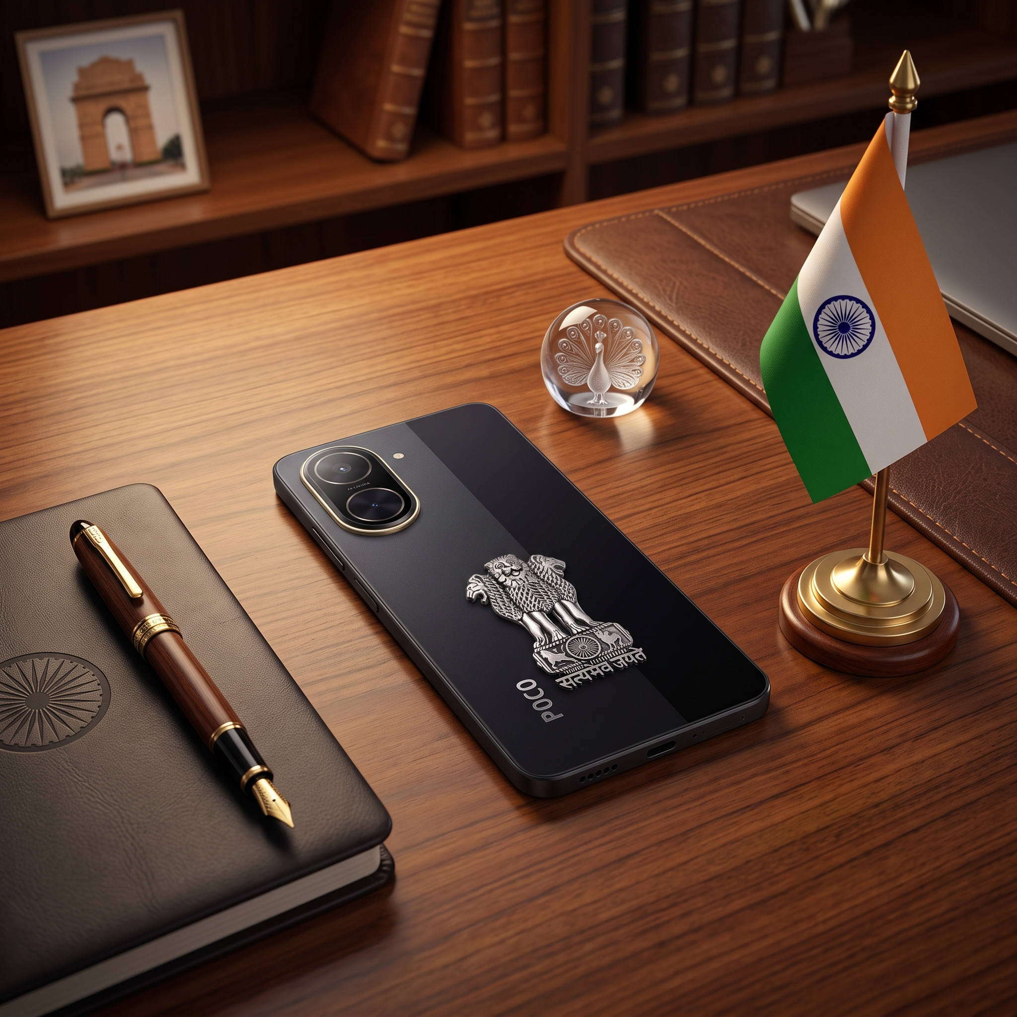 POCO C71 5G Compatible Satyamev Jayate 3D Metal Emblem Sticker