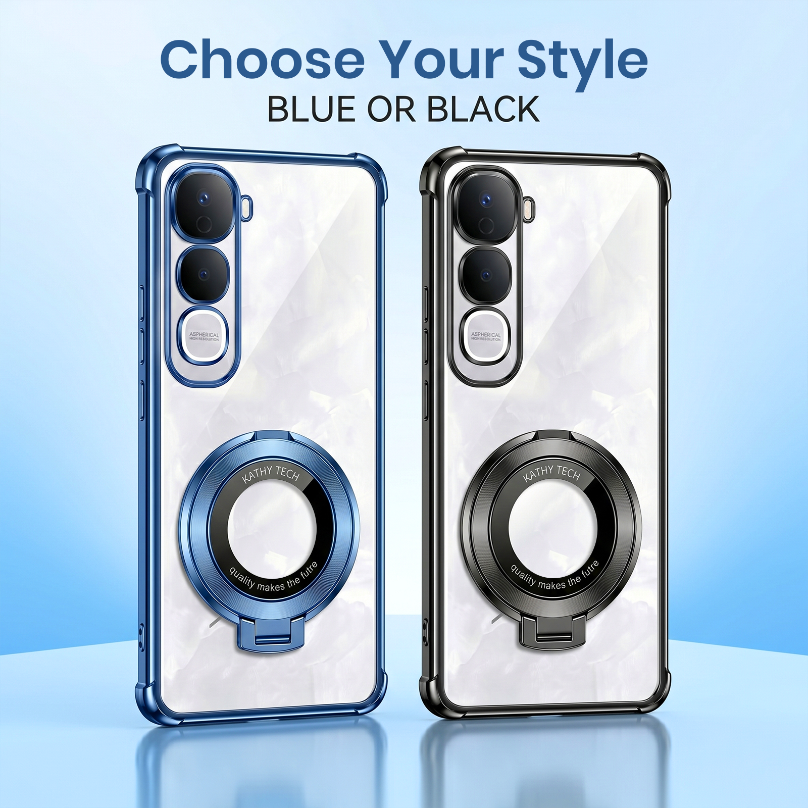 Vivo Y400 Pro 5G Original Luxury Magnifier Ring Stand Shockproof Airbags Corner Case