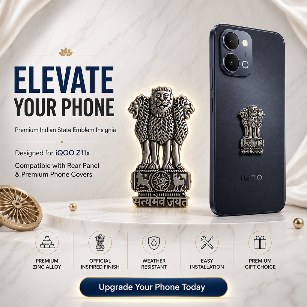 iQOO Z11x 5G Compatible Satyamev Jayate 3D Metal Emblem Sticker
