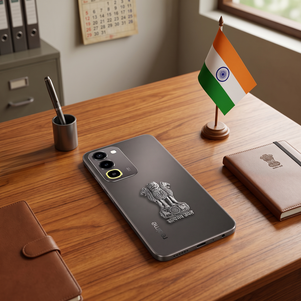 Realme P4R 5G Compatible Satyamev Jayate 3D Metal Emblem Sticker