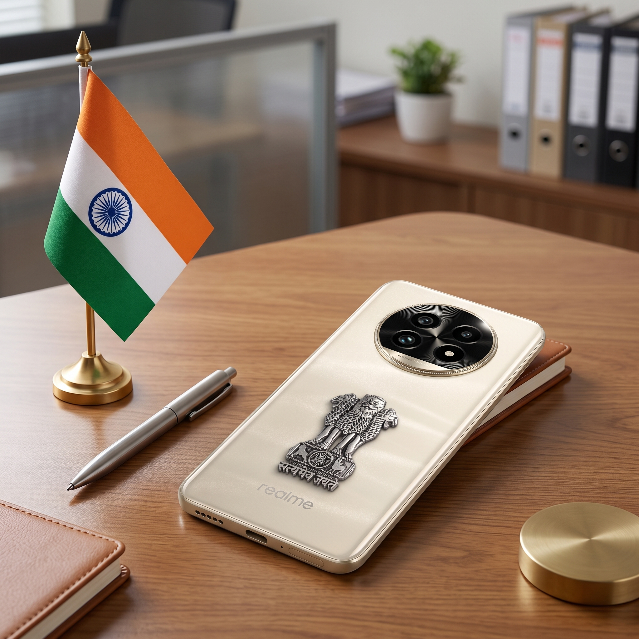 Realme 13 Pro+ 5G Compatible Satyamev Jayate 3D Metal Emblem Sticker