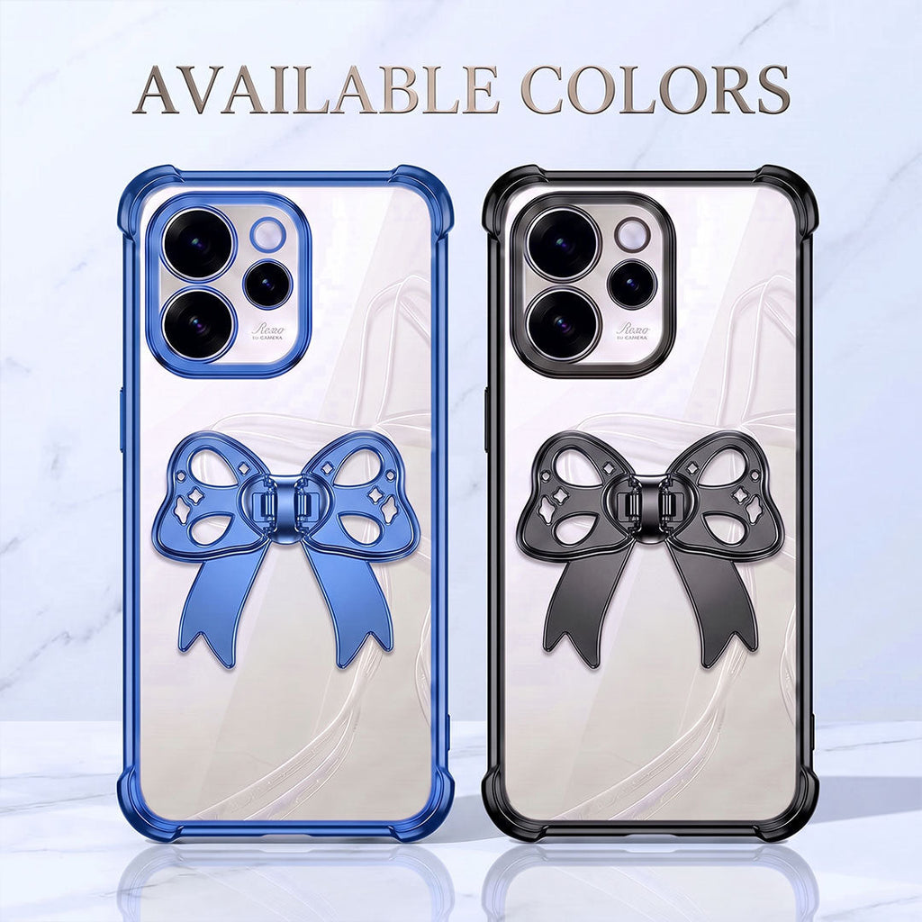 Oppo Reno 15 Pro Mini 5G Stylish Bow Knot Stand Transparent Shockproof Airbag Phone Case