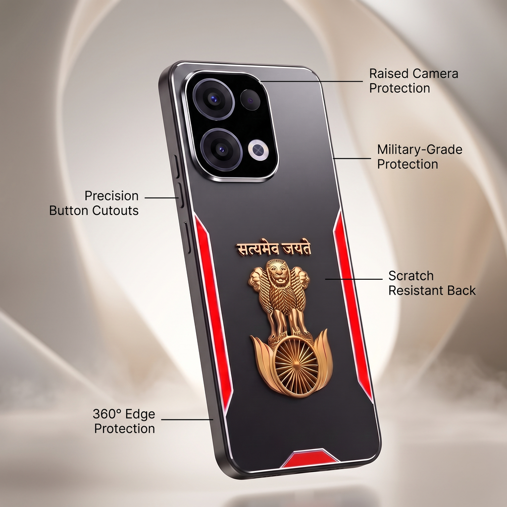 Oppo Reno 13 5G Satyamev Jayate 3D Metal Aluminium Back Case