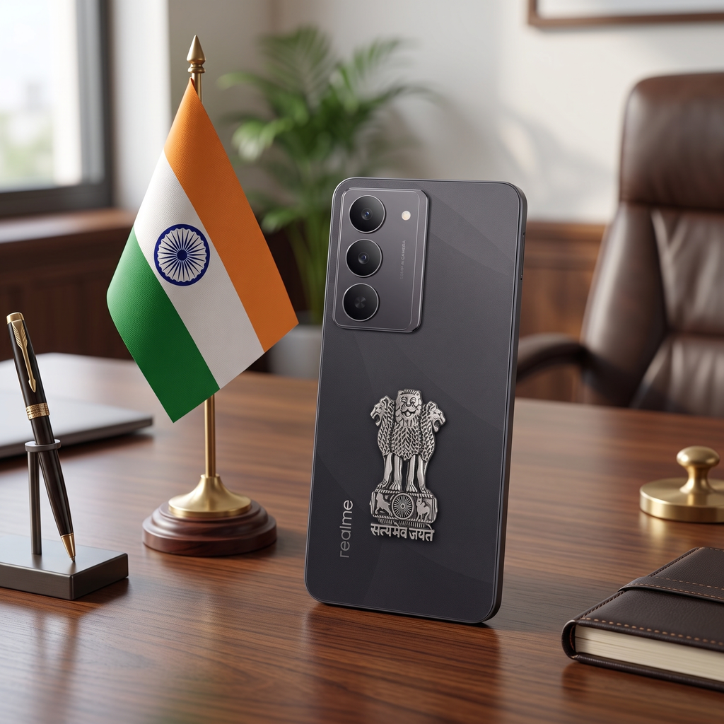 Realme 14X 5G Compatible Satyamev Jayate 3D Metal Emblem Sticker