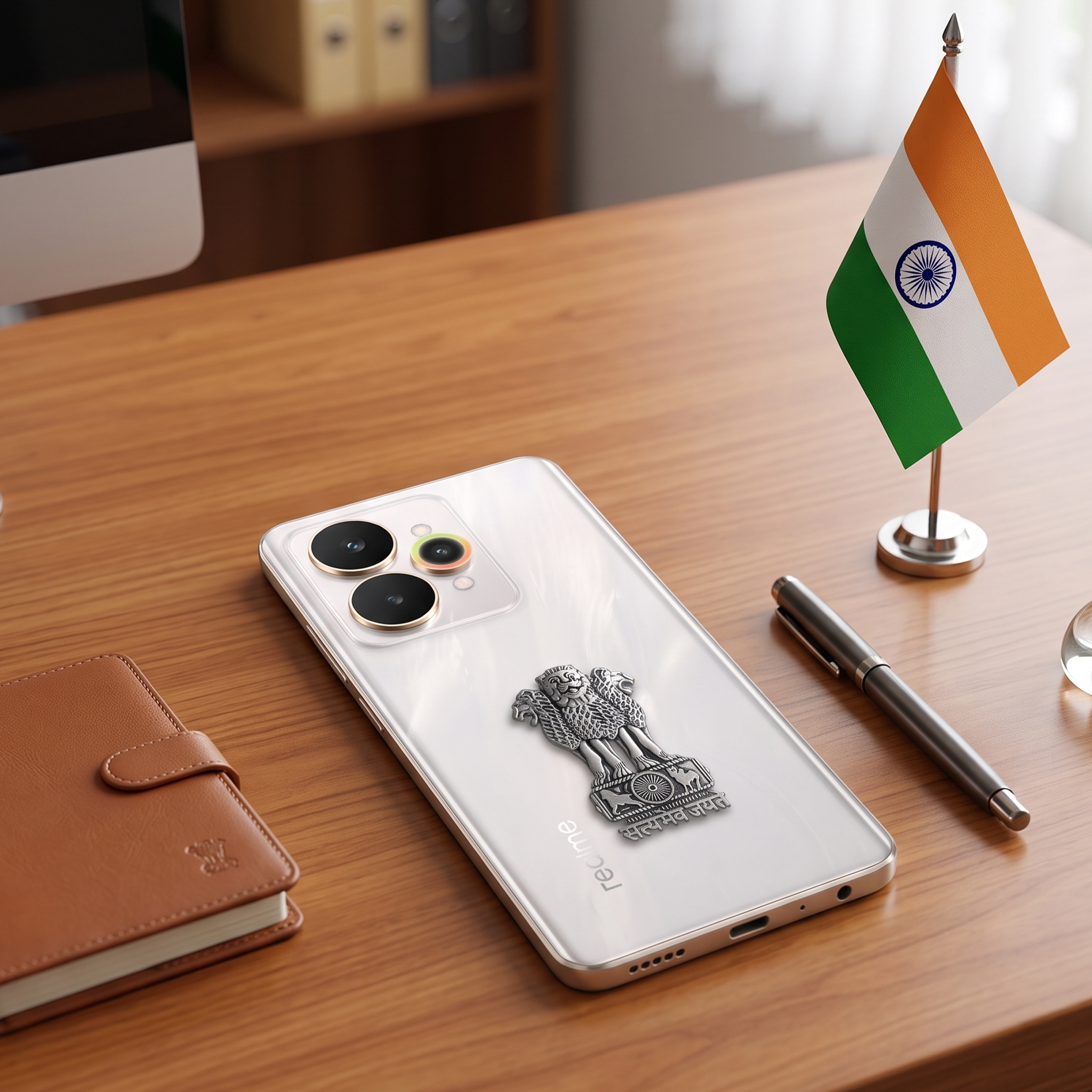 Realme 15 5G Compatible Satyamev Jayate 3D Metal Emblem Sticker