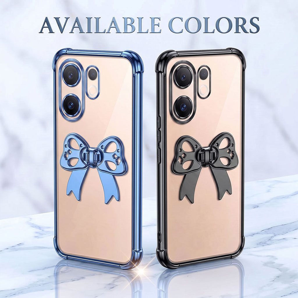 Vivo V60 5G Stylish Bow Knot Stand Transparent Shockproof Airbag Phone Case