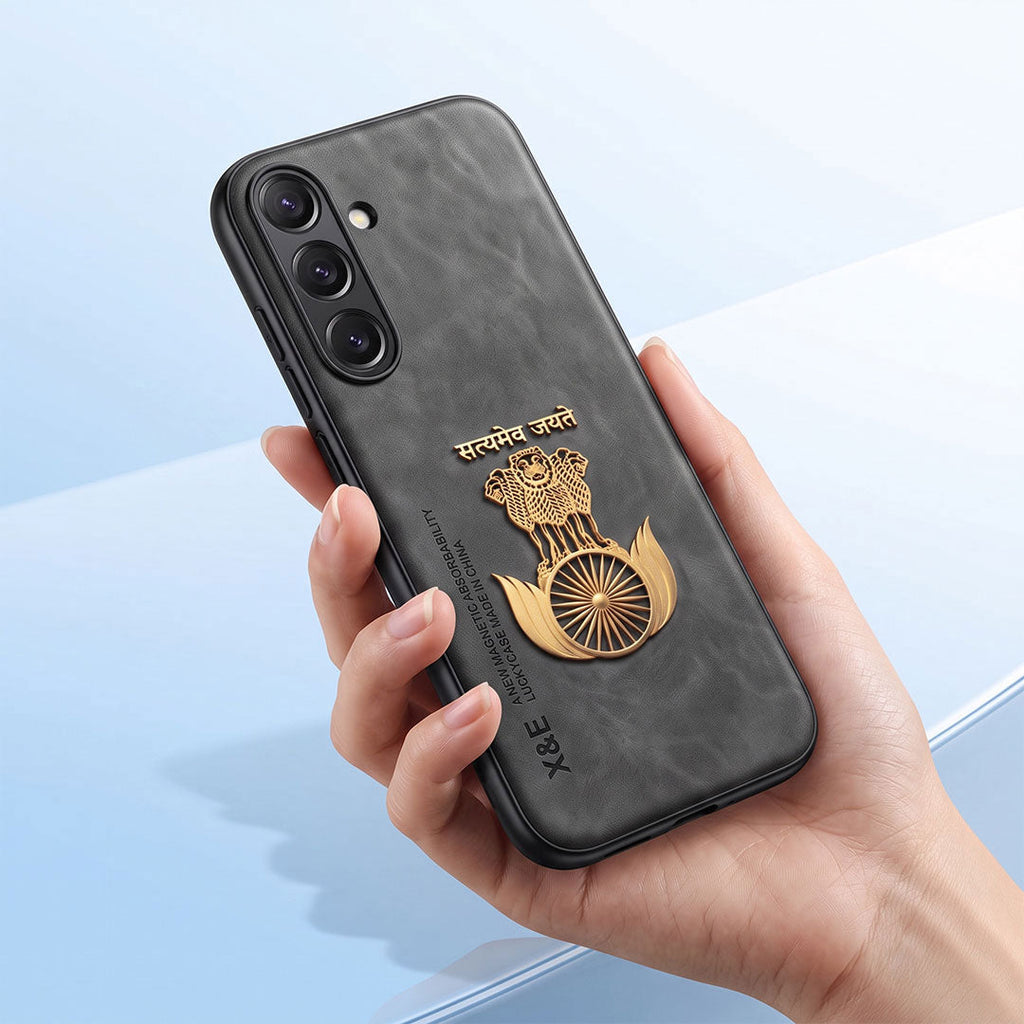 Samsung Galaxy A35 5G Satyamev Jayate Comfortable Leather Phone Case