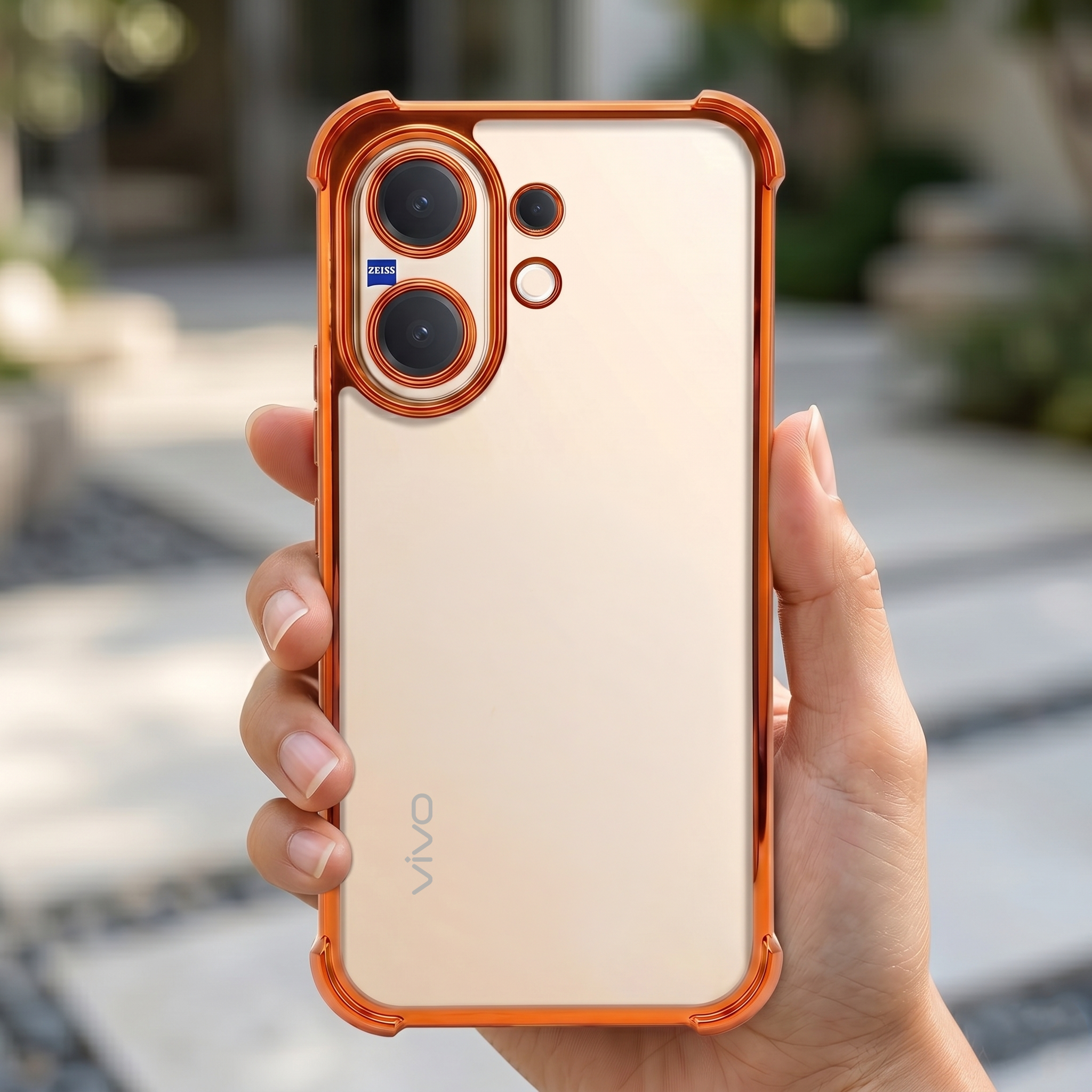 Vivo v60 5G Premium Shockproof Transparent Airbag Cosmic Orange Case