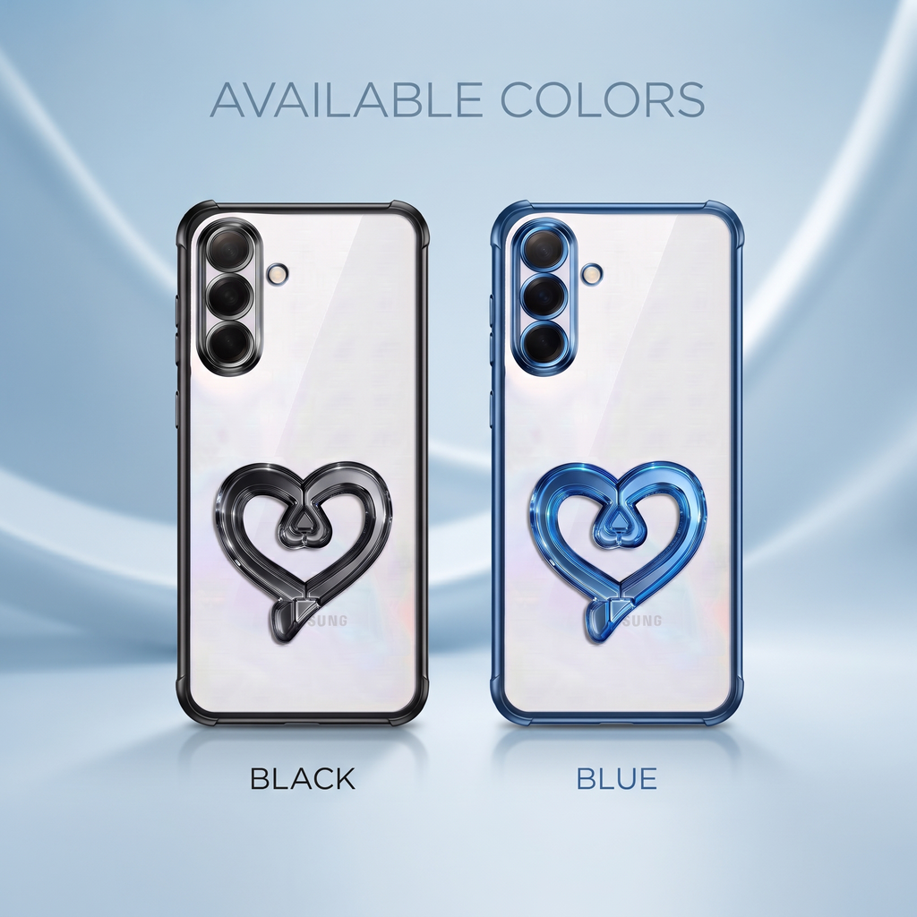 Samsung Galaxy A56 5G Premium Heart Stand Transparent Shockproof Airbag Phone Case