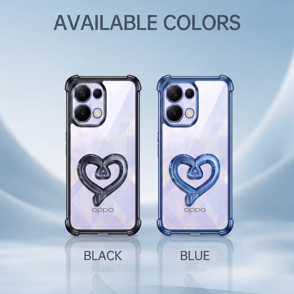 Oppo K13 5G Premium Heart Stand Transparent Shockproof Airbag Phone Case