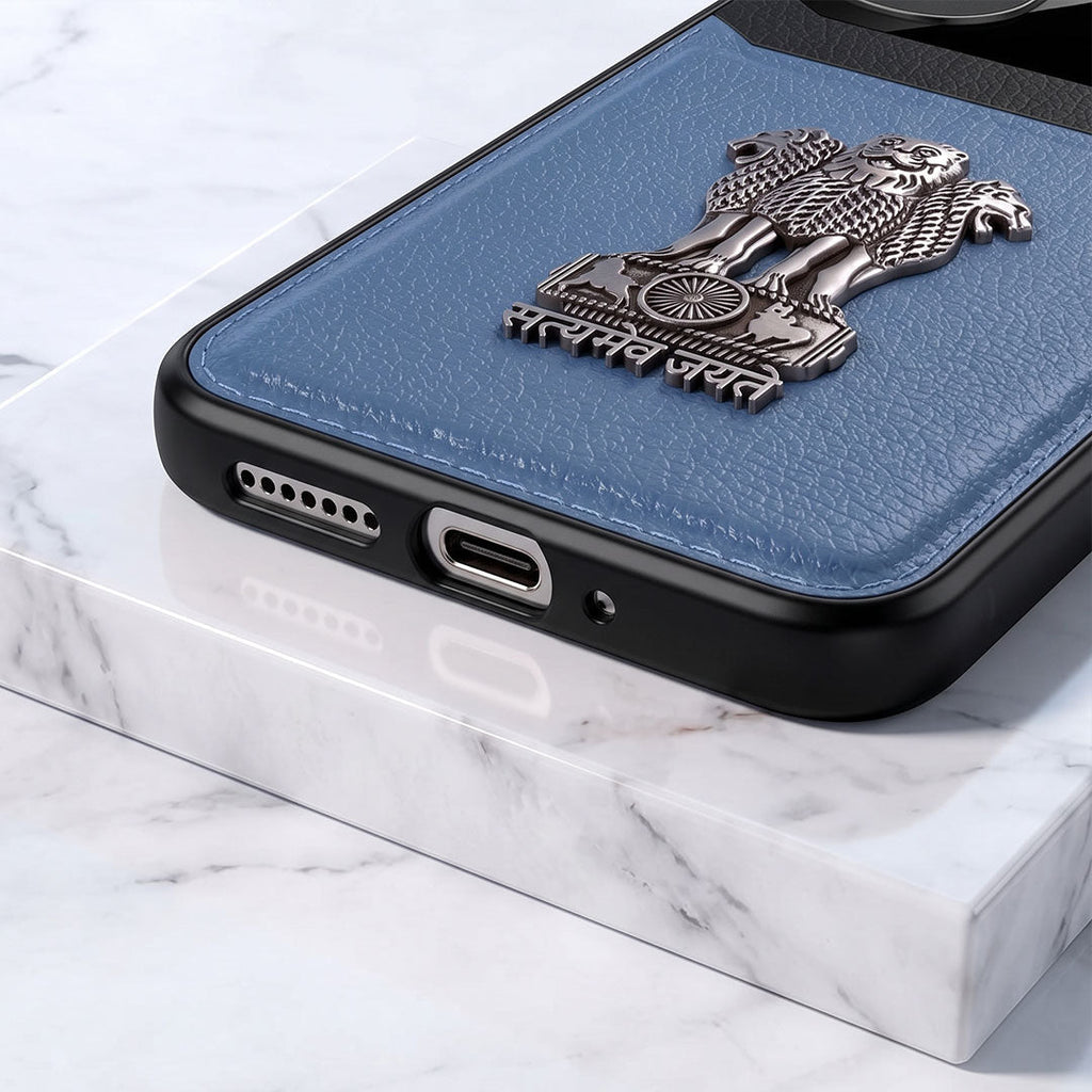 Oppo Reno 10 5G Satyamev Jayate 3D Metal Leather Back Case