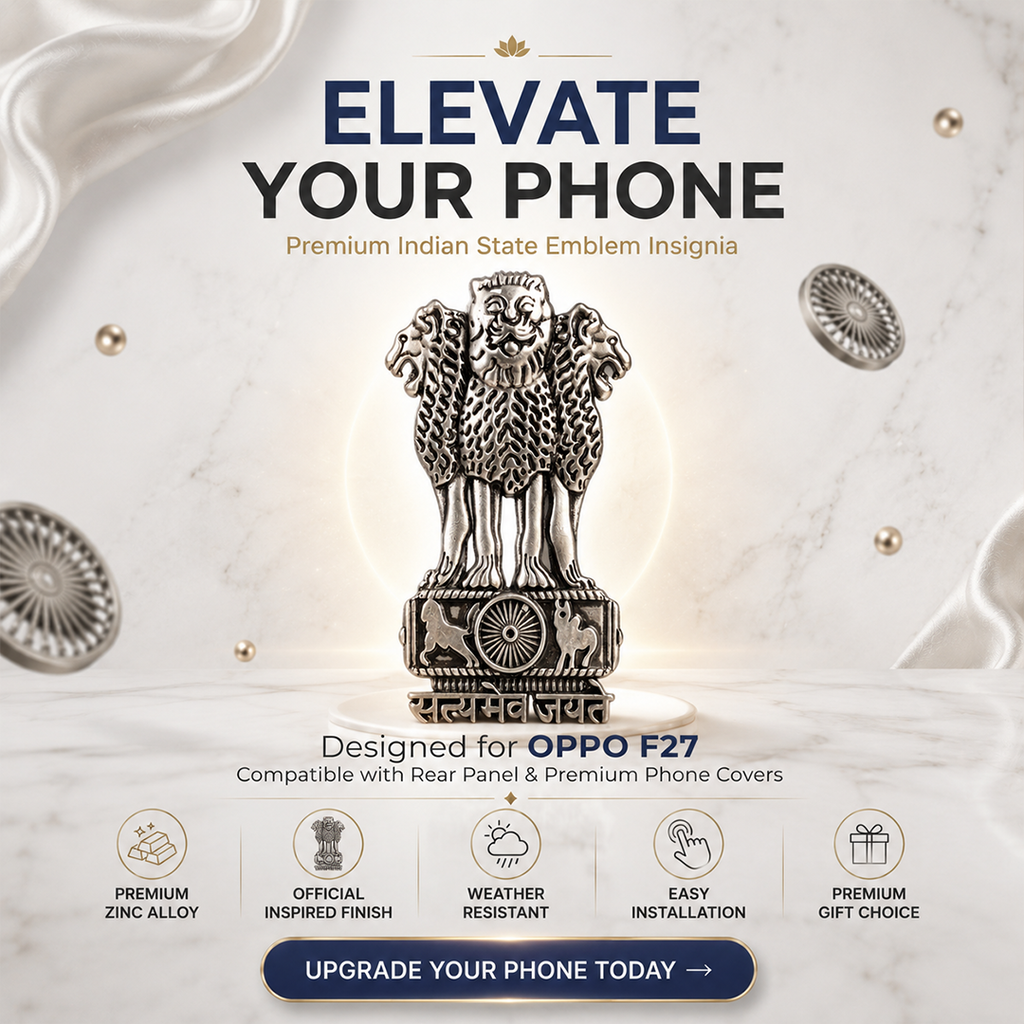 Oppo F27 5G Compatible Satyamev Jayate 3D Metal Emblem Sticker